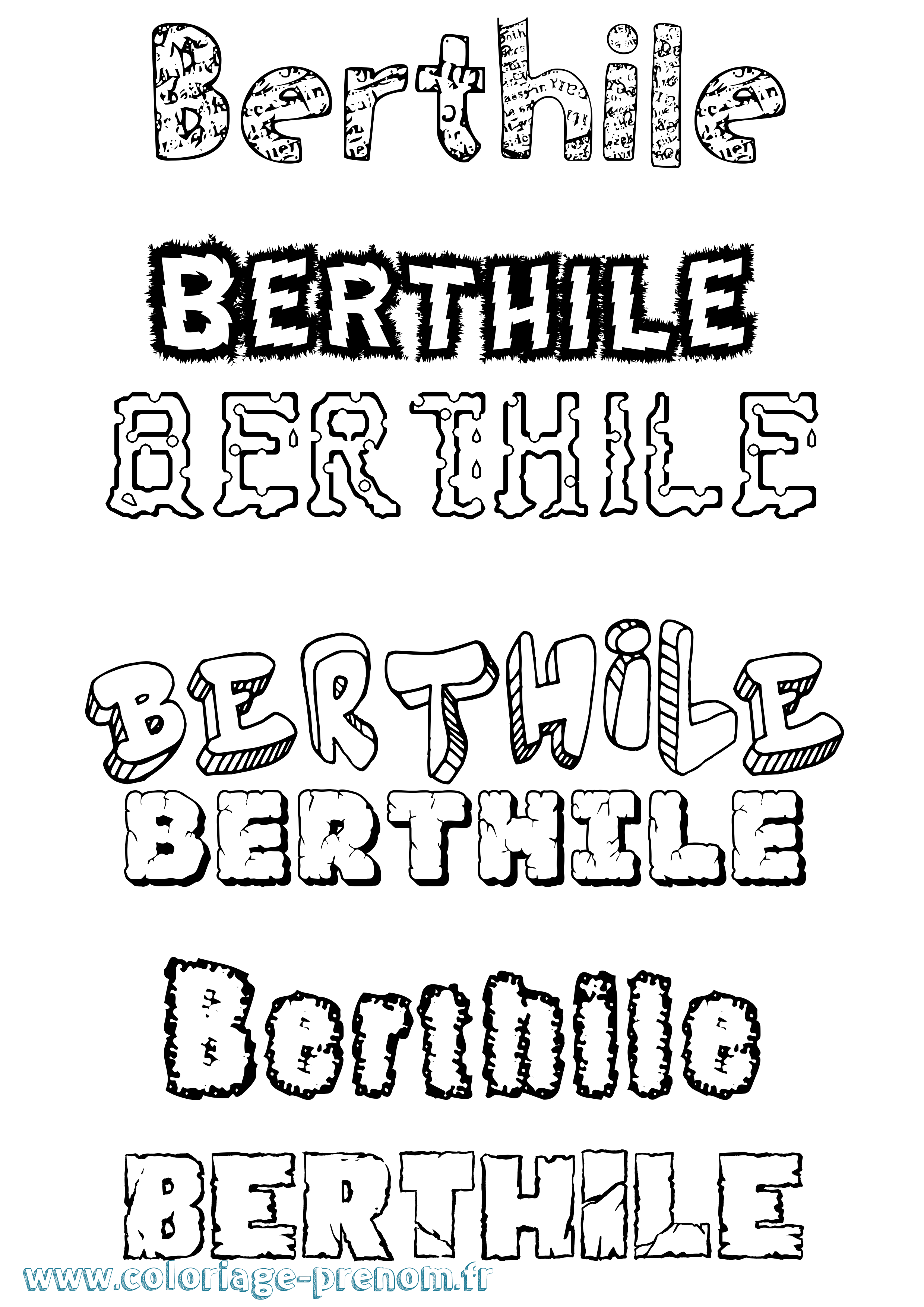 Coloriage Berthile Destructuré Coloriage prénom Berthile Destructuré