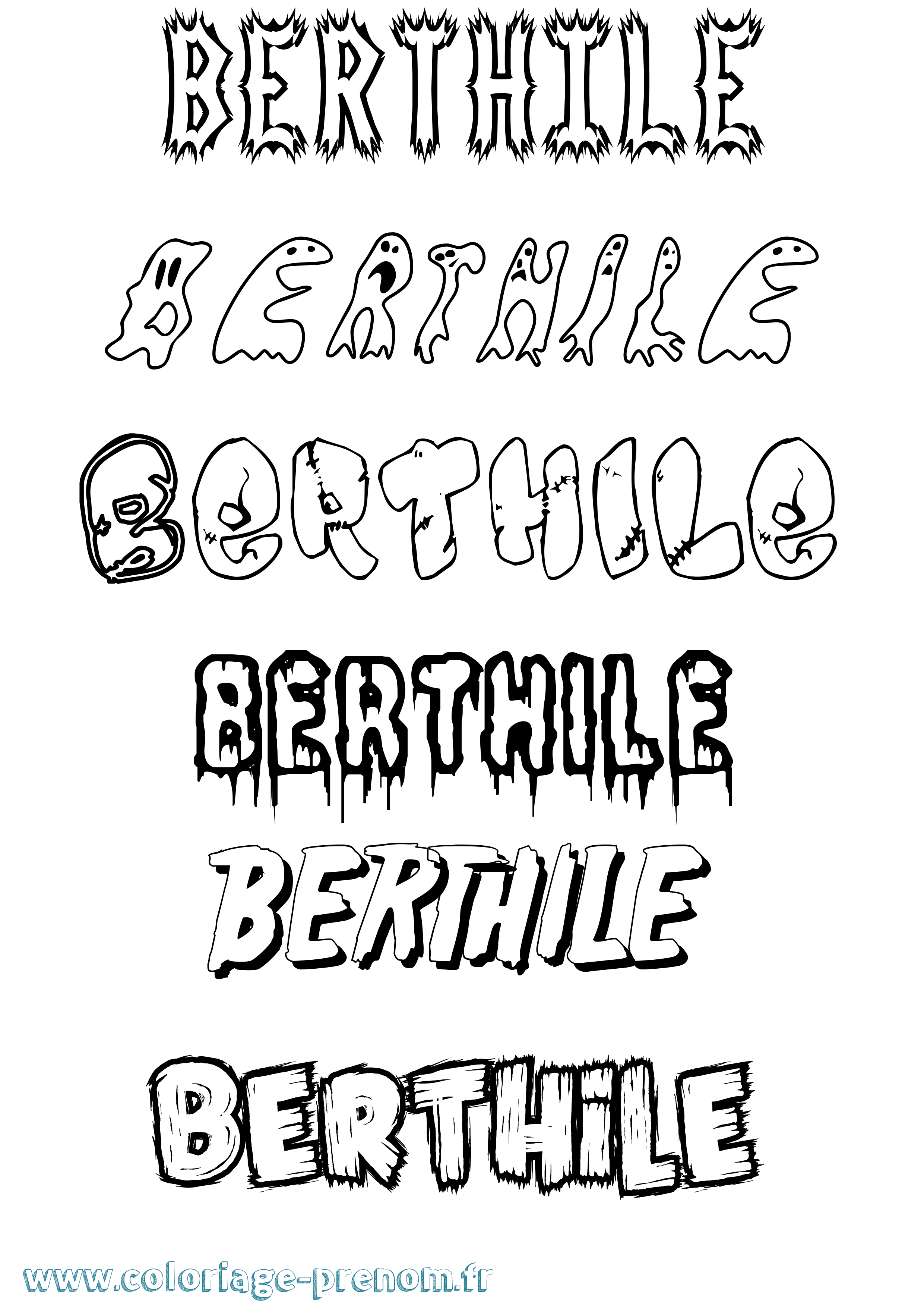Coloriage Berthile Frisson Coloriage prénom Berthile Frisson