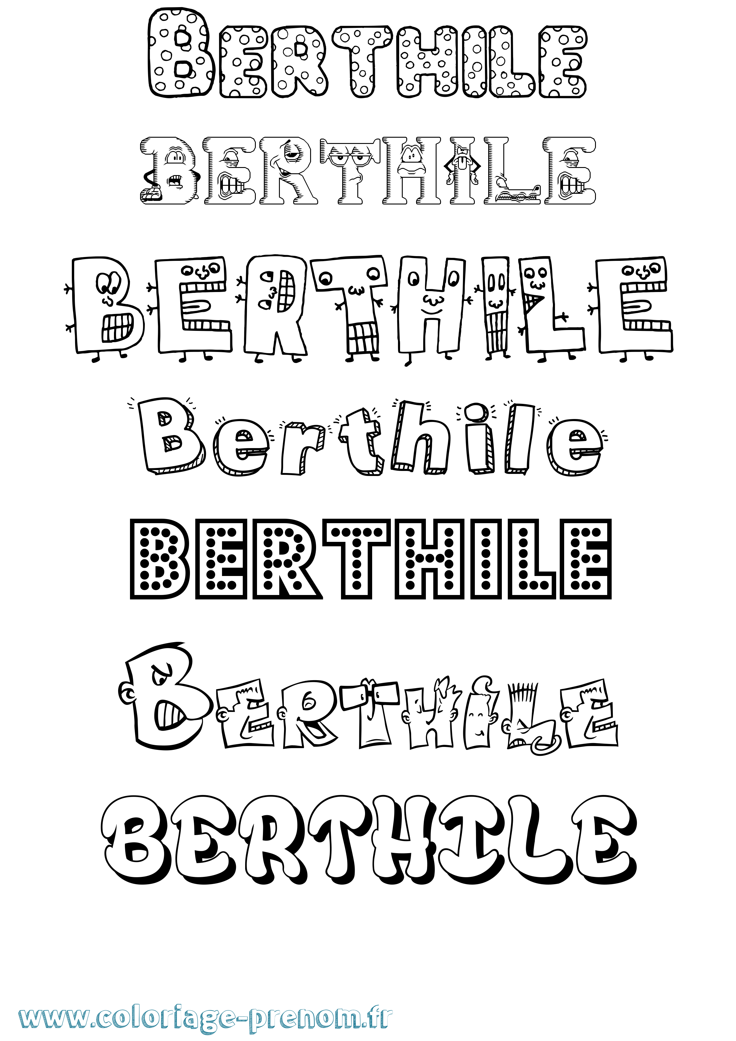 Coloriage prénom Berthile Fun