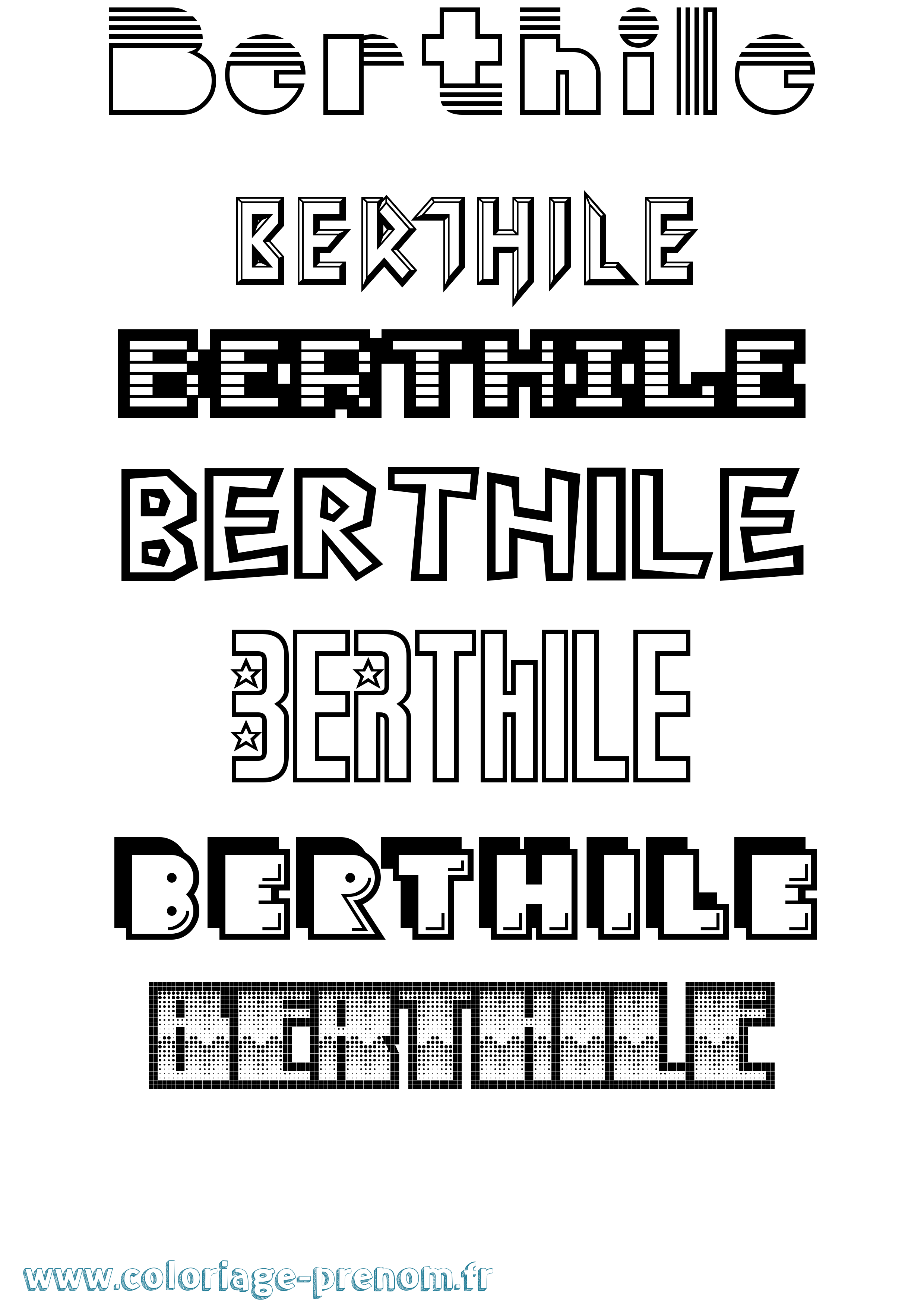 Coloriage Berthile Jeux Vidéos Coloriage prénom Berthile Jeux Vidéos