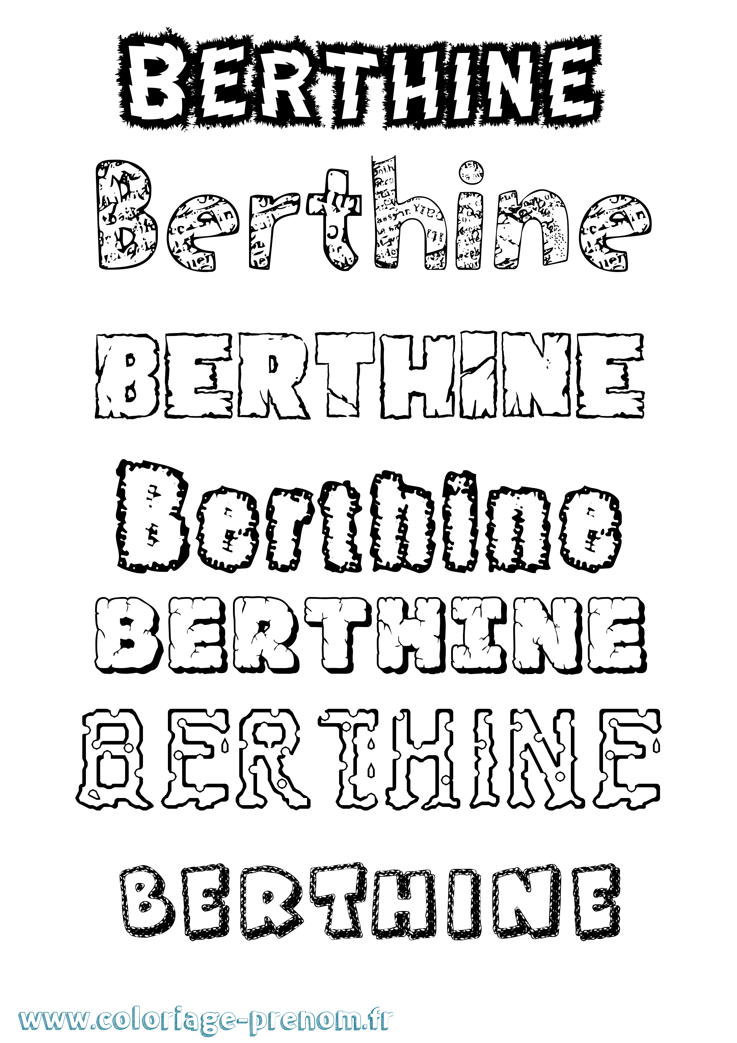 Coloriage prénom Berthine Destructuré