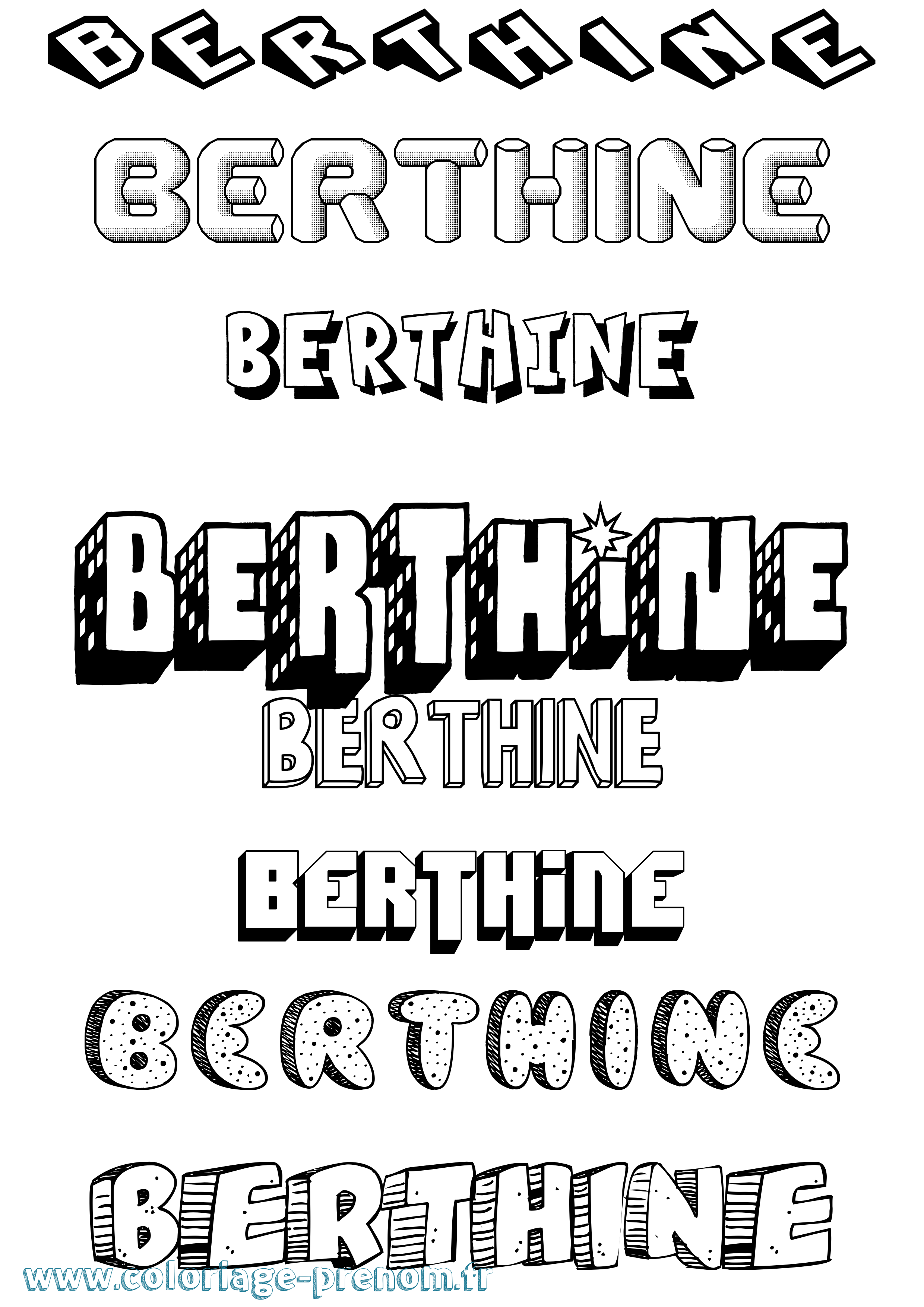 Coloriage prénom Berthine Effet 3D