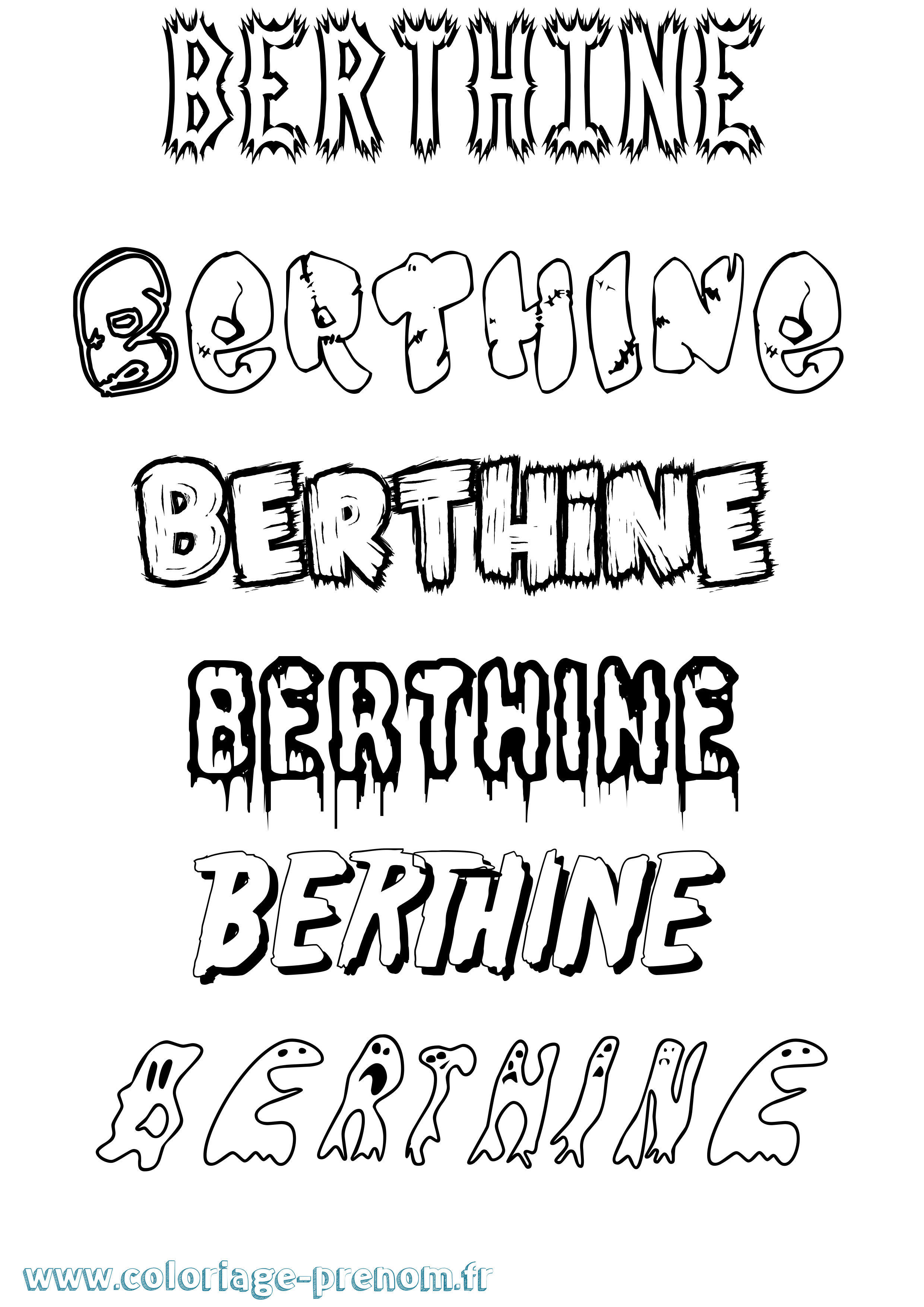 Coloriage prénom Berthine Frisson