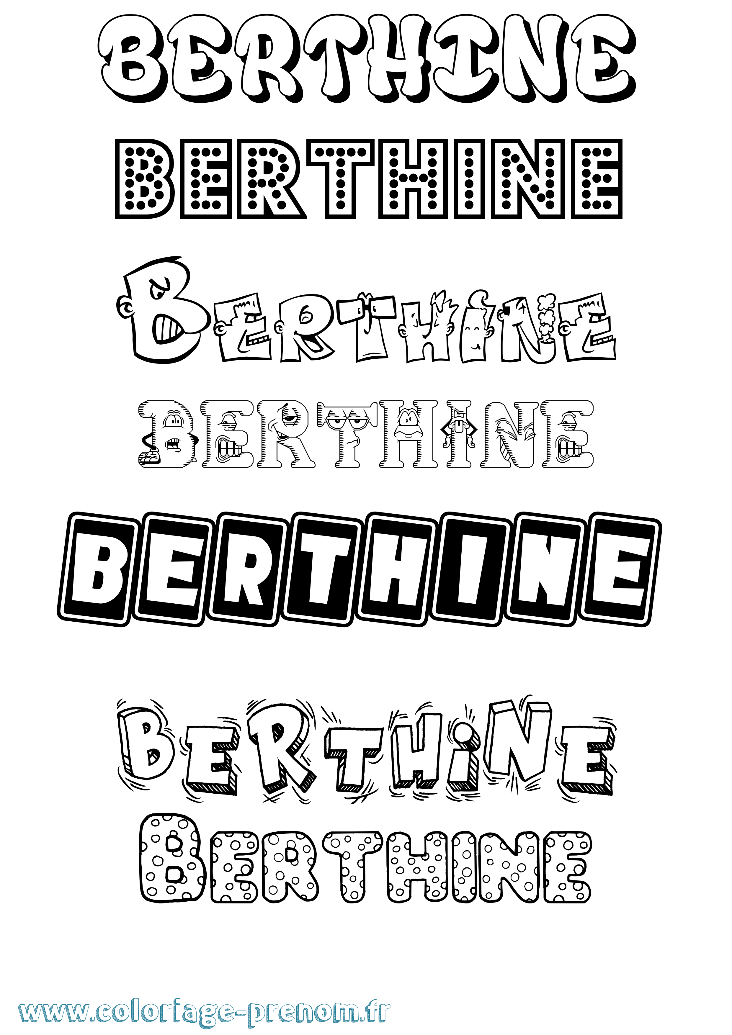 Coloriage prénom Berthine Fun