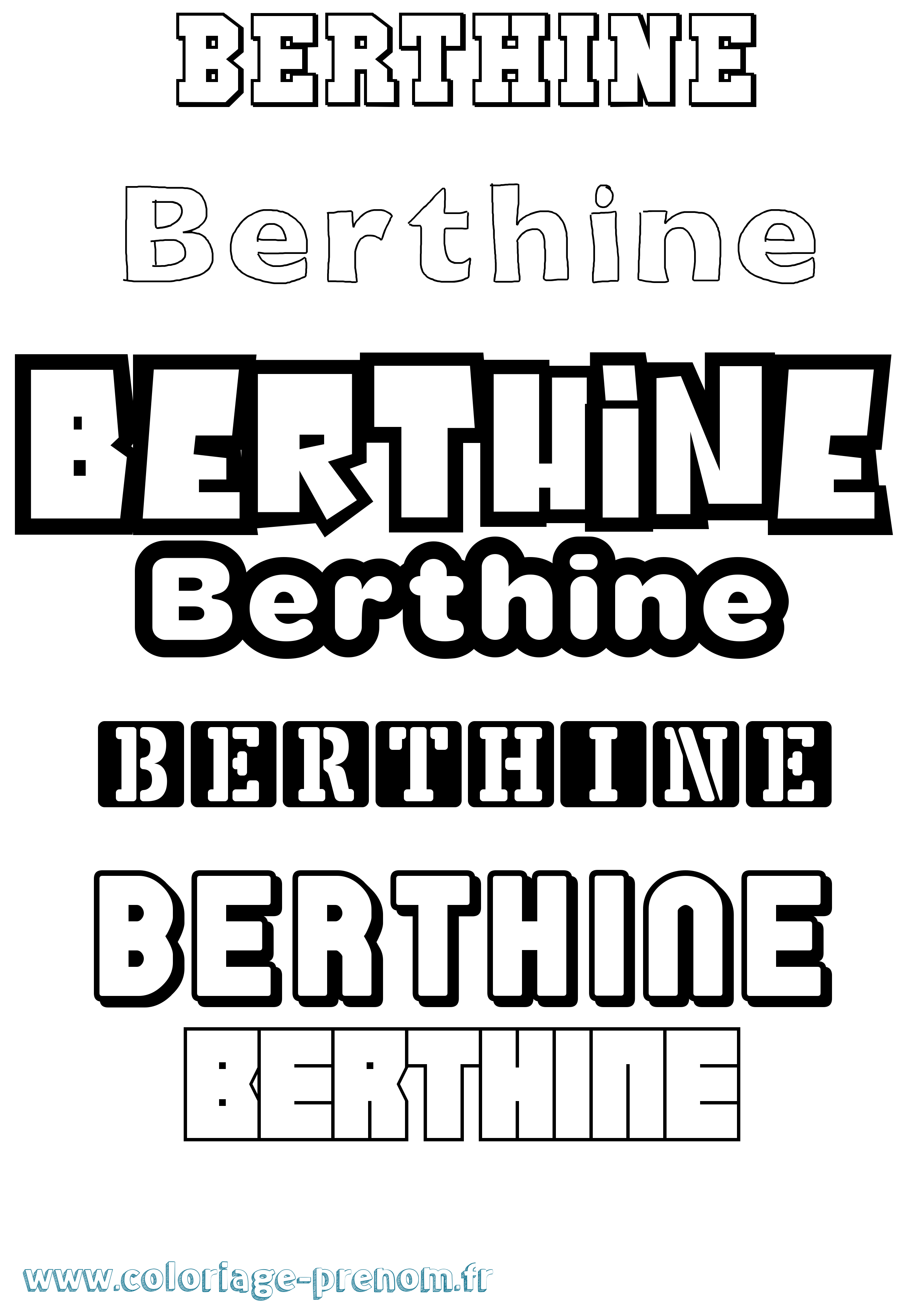 Coloriage prénom Berthine Simple