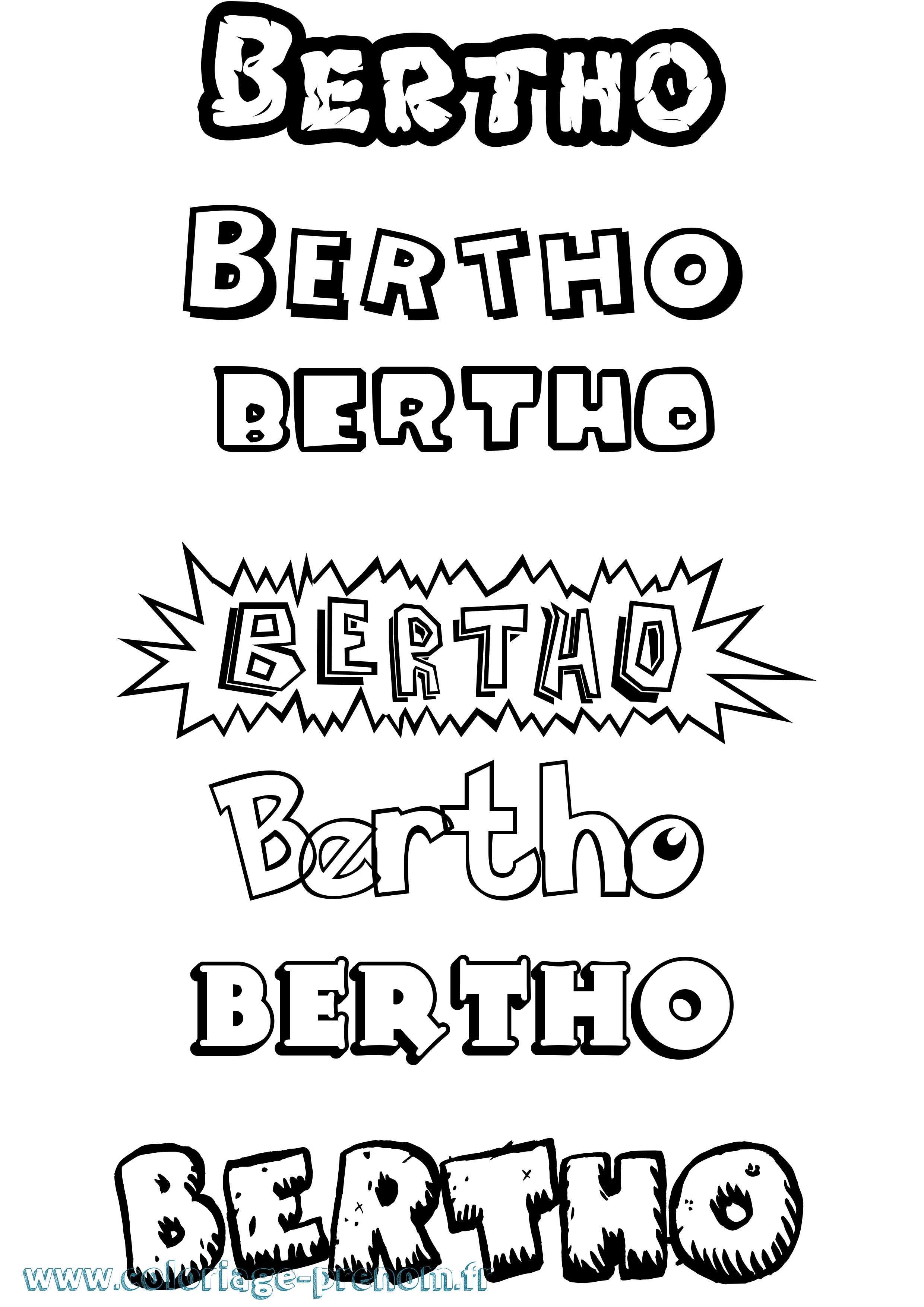 Coloriage prénom Bertho Dessin Animé