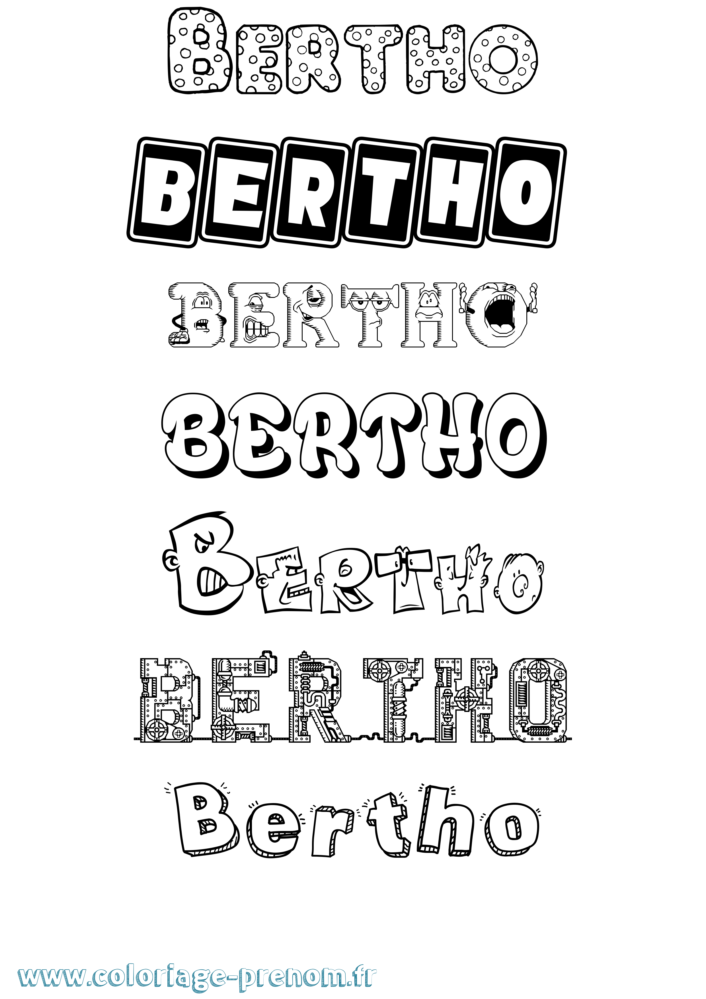 Coloriage prénom Bertho Fun