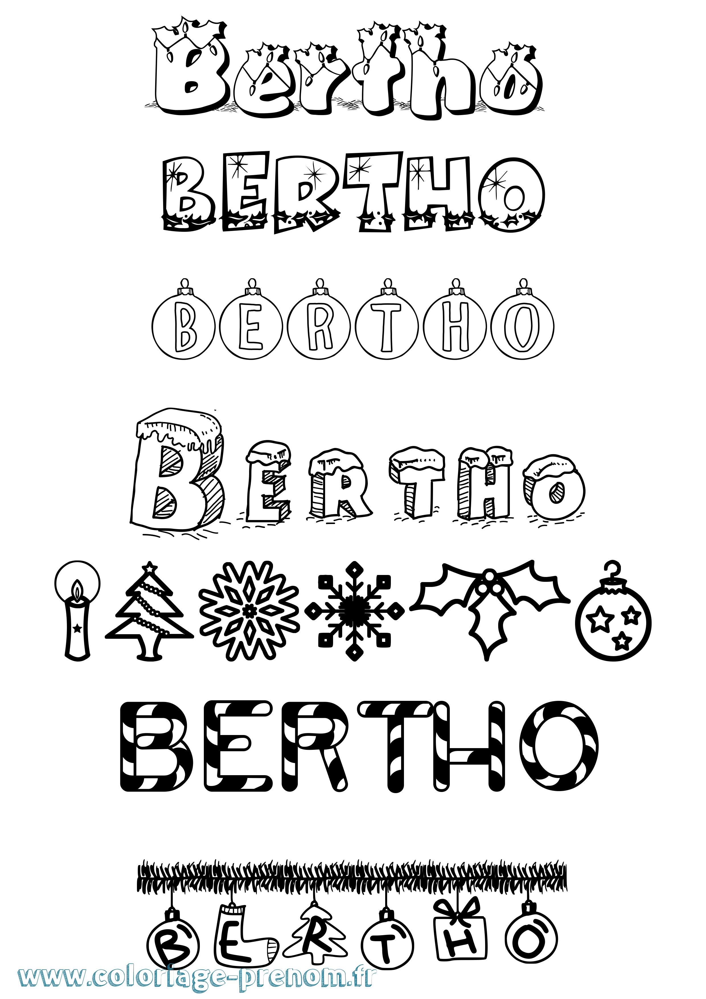 Coloriage prénom Bertho Noël