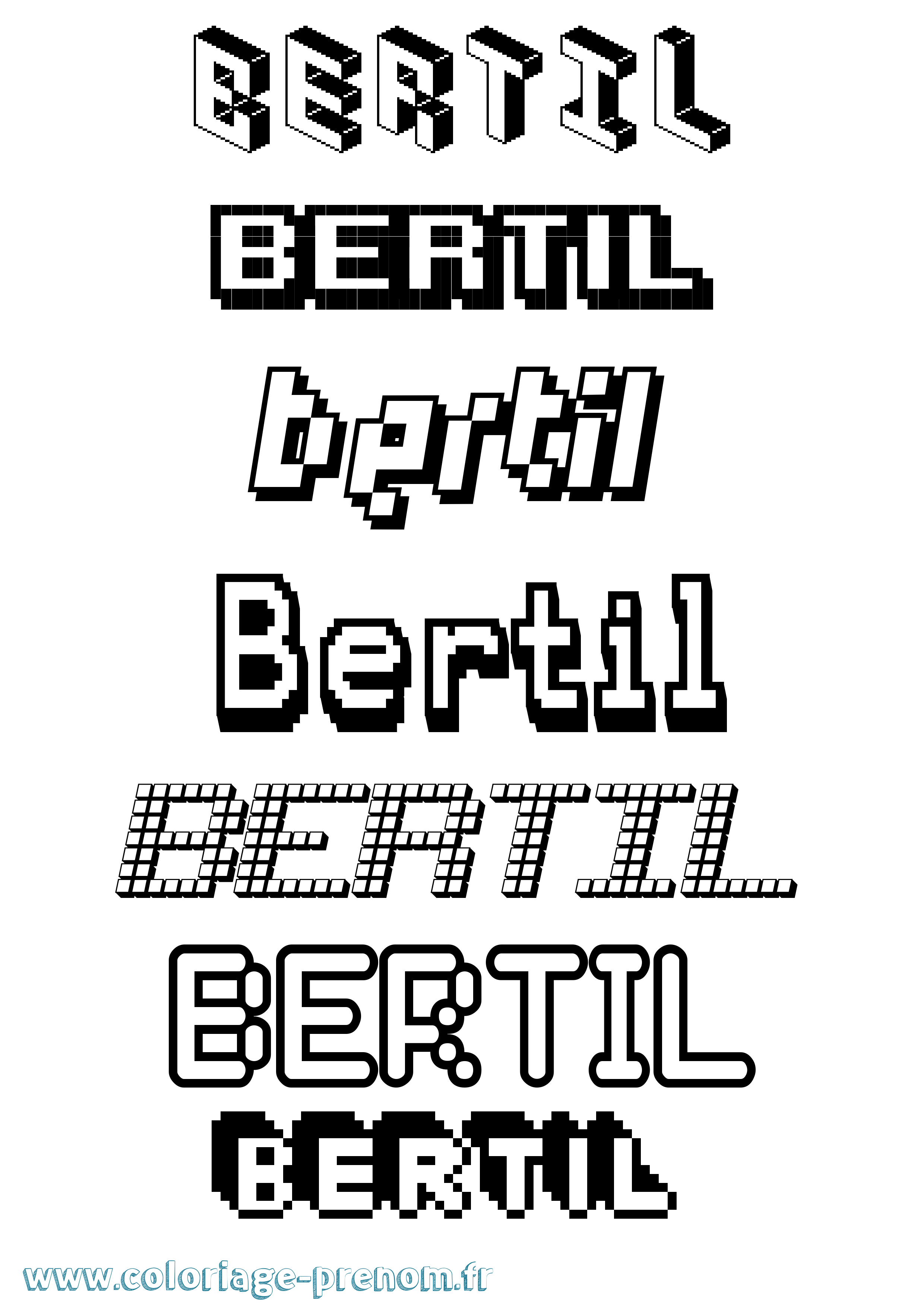 Coloriage prénom Bertil Pixel