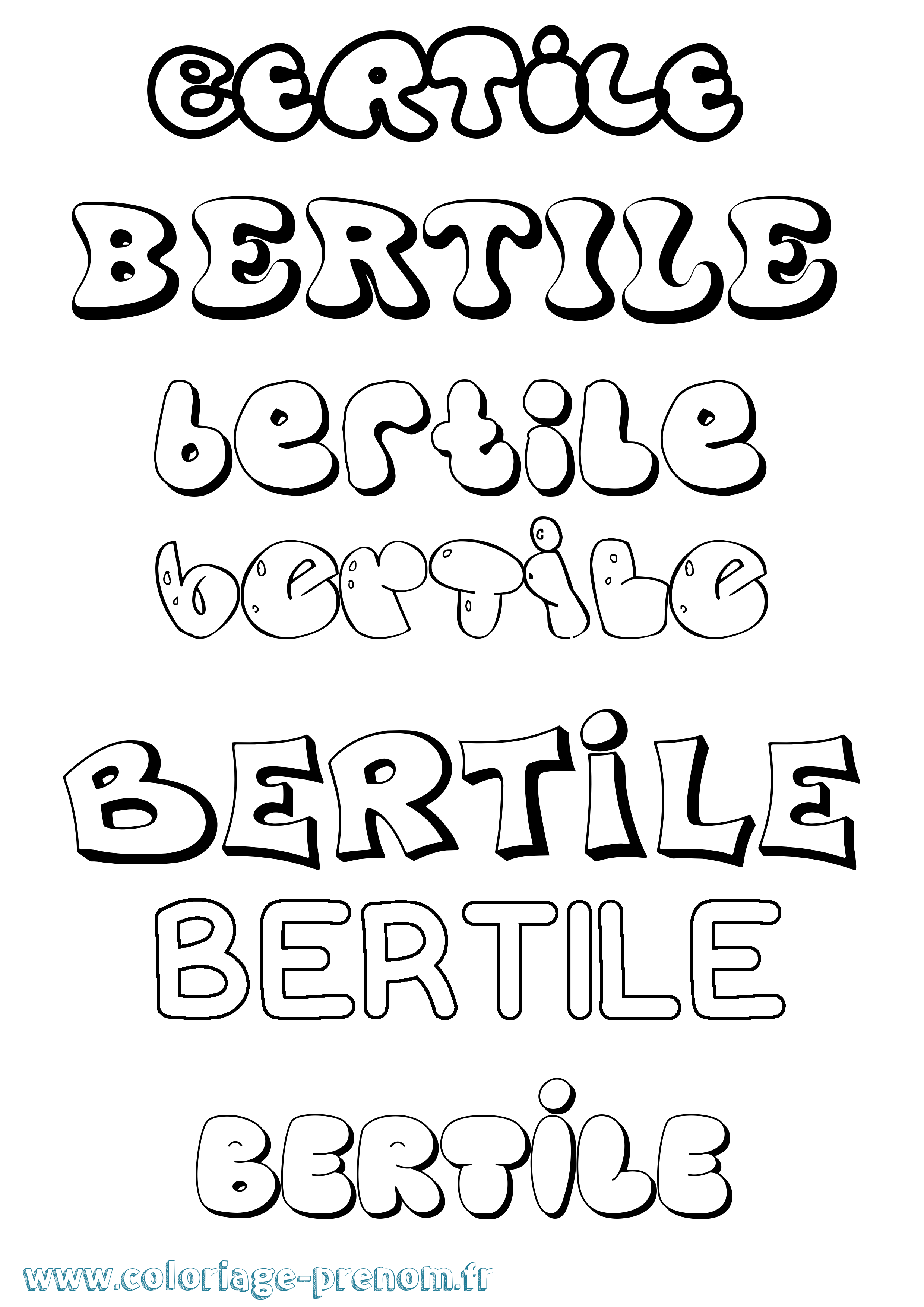 Coloriage prénom Bertile Bubble