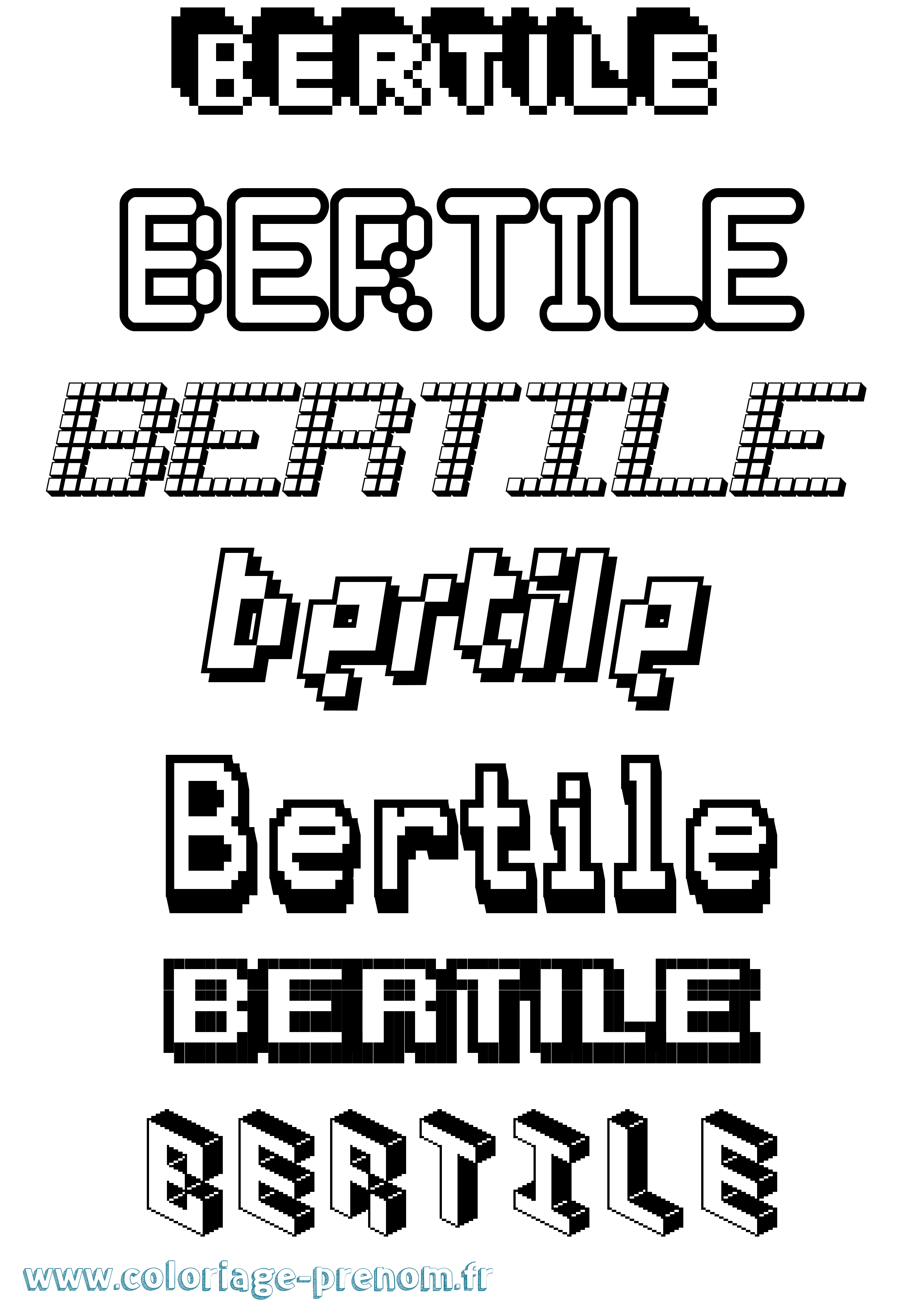 Coloriage prénom Bertile Pixel