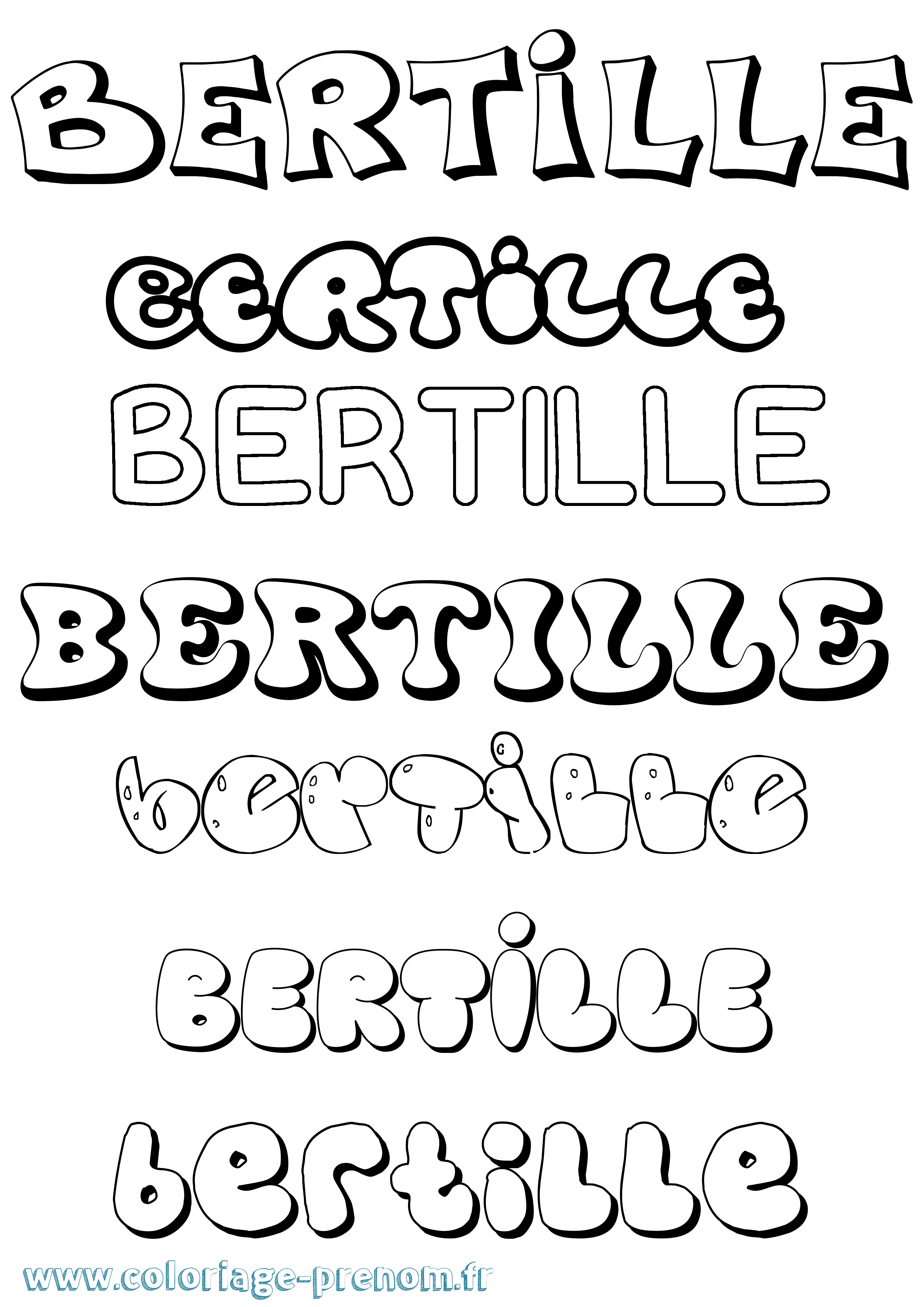 Coloriage prénom Bertille Bubble