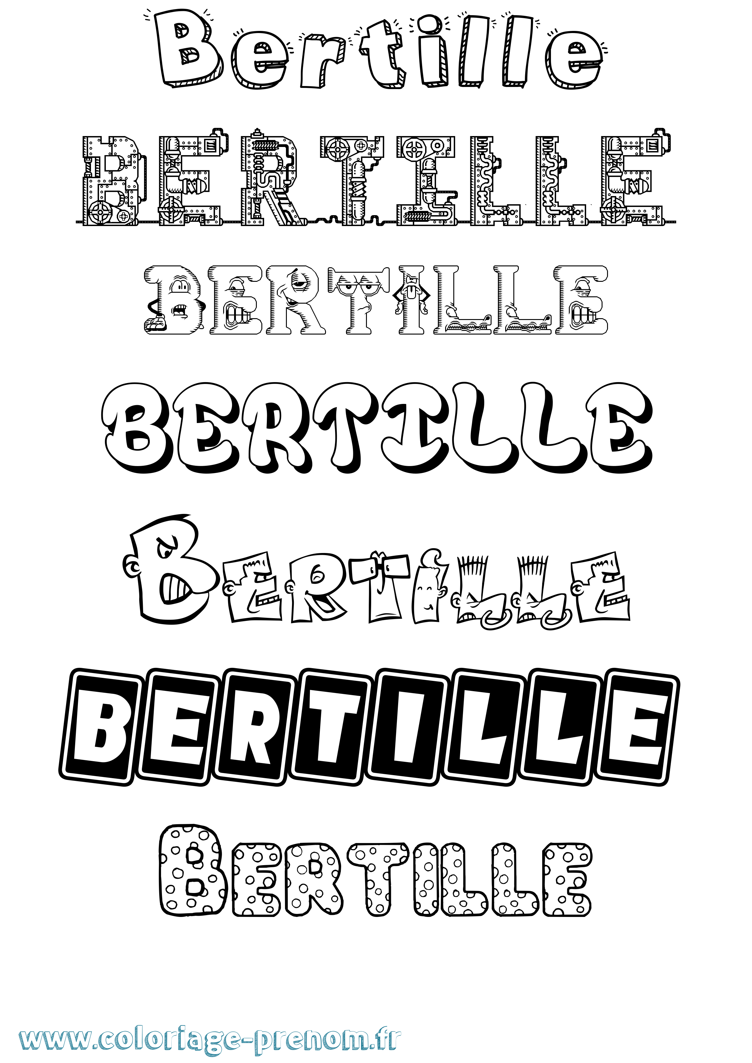 Coloriage prénom Bertille Fun