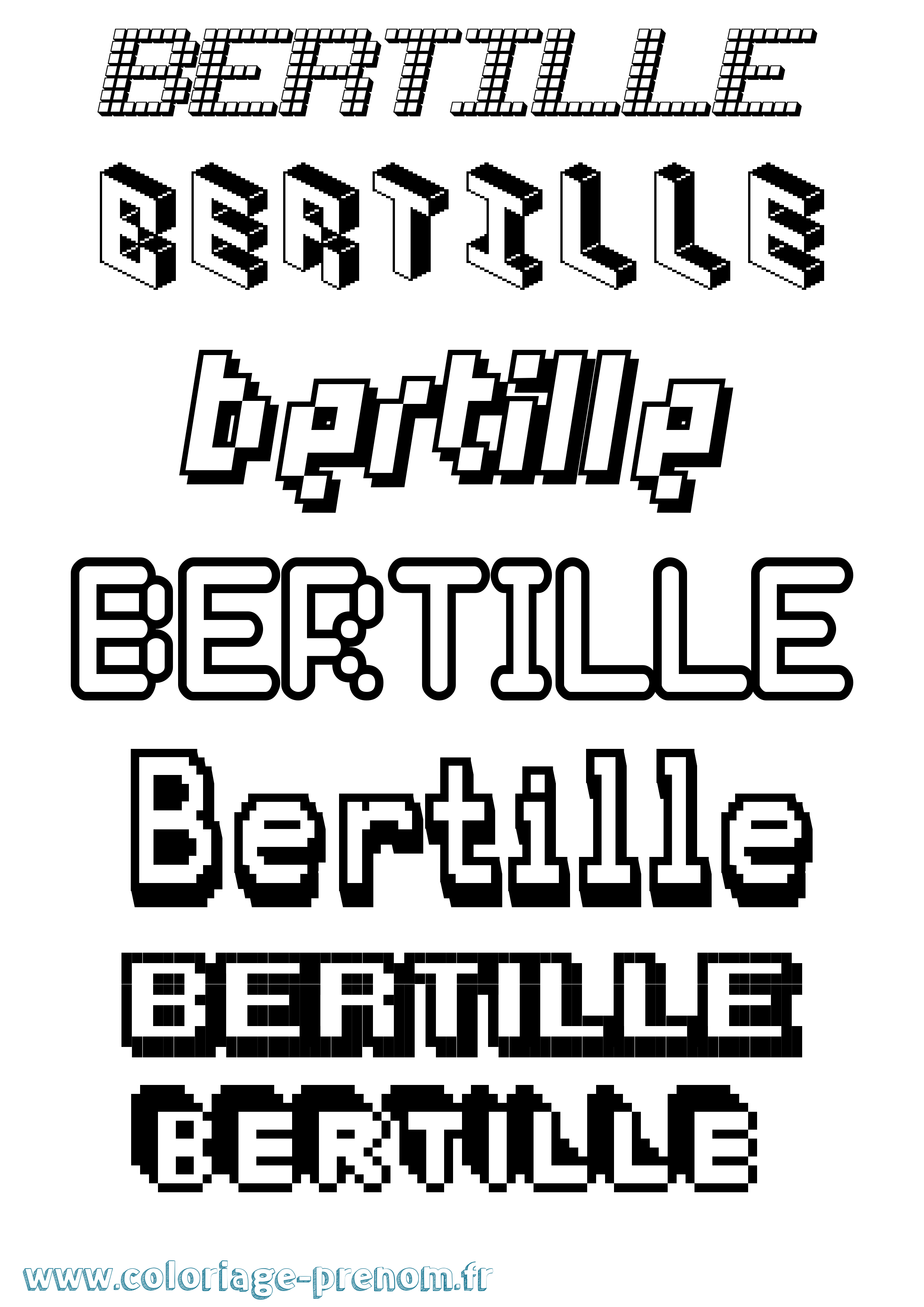 Coloriage prénom Bertille Pixel