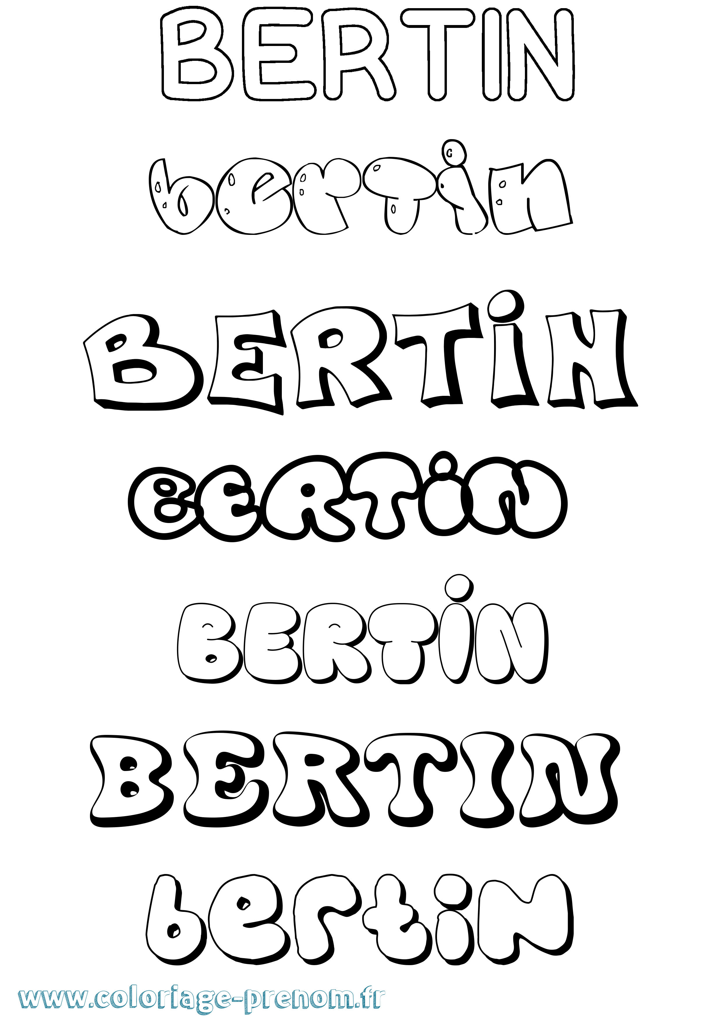 Coloriage prénom Bertin Bubble