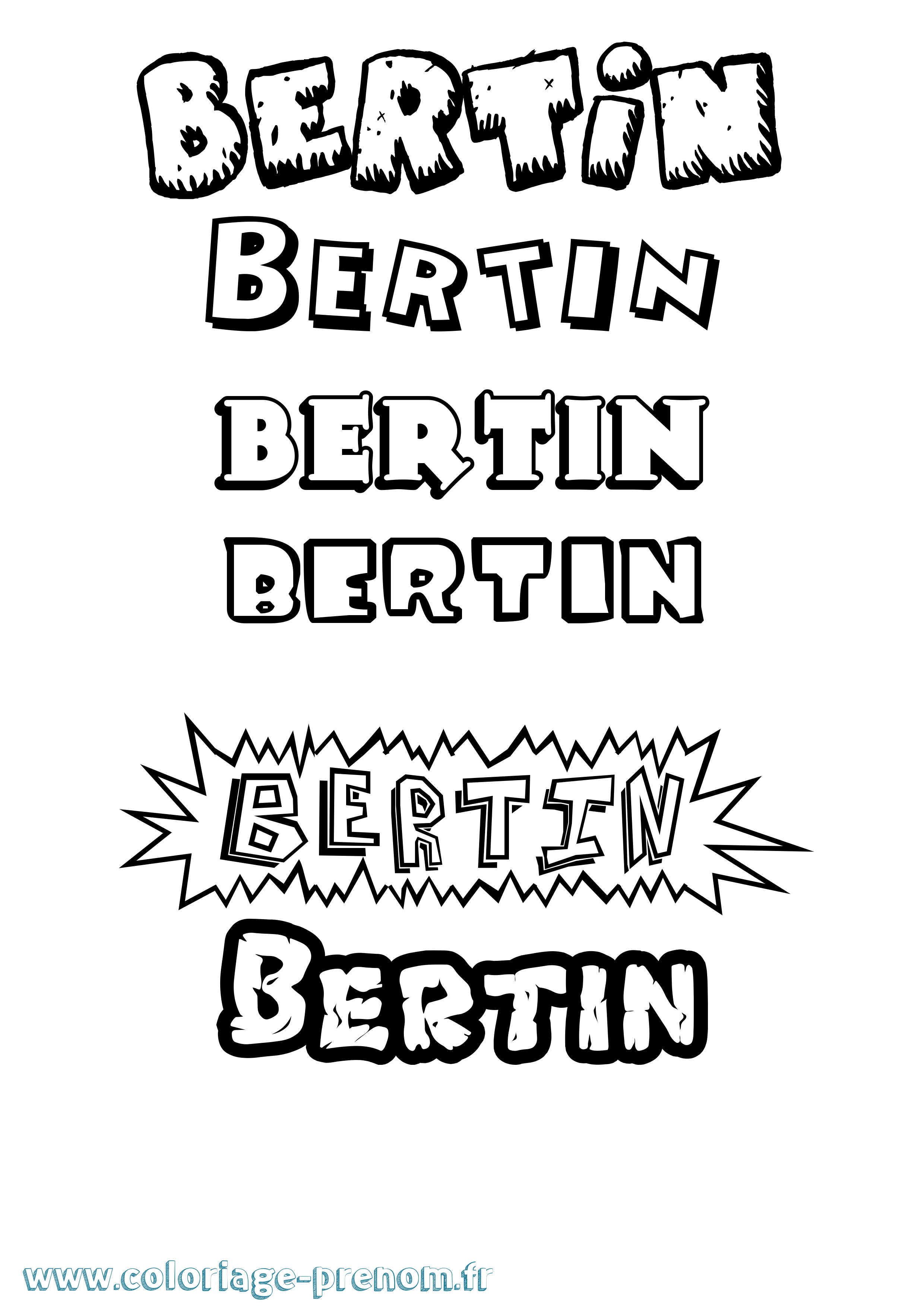 Coloriage prénom Bertin Dessin Animé