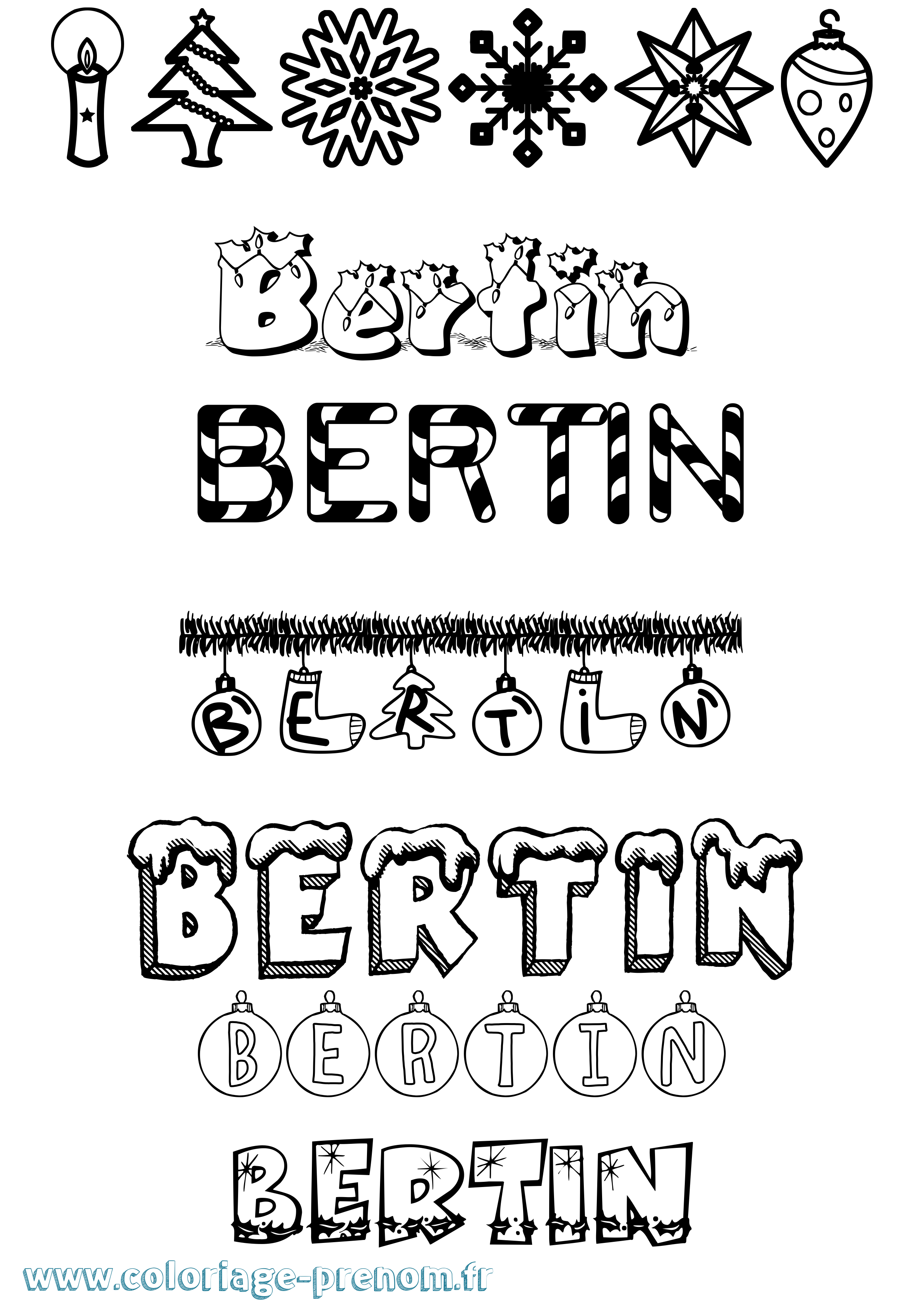 Coloriage prénom Bertin Noël