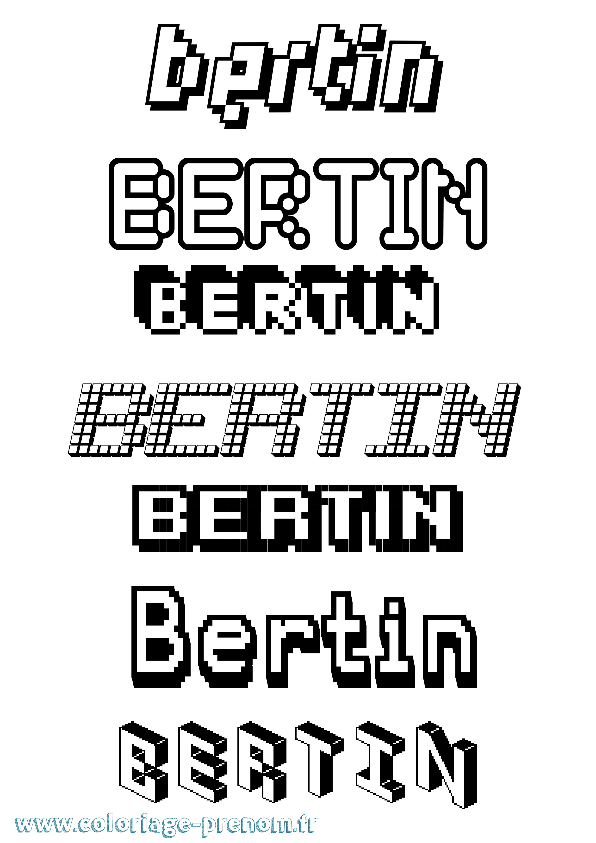 Coloriage prénom Bertin Pixel