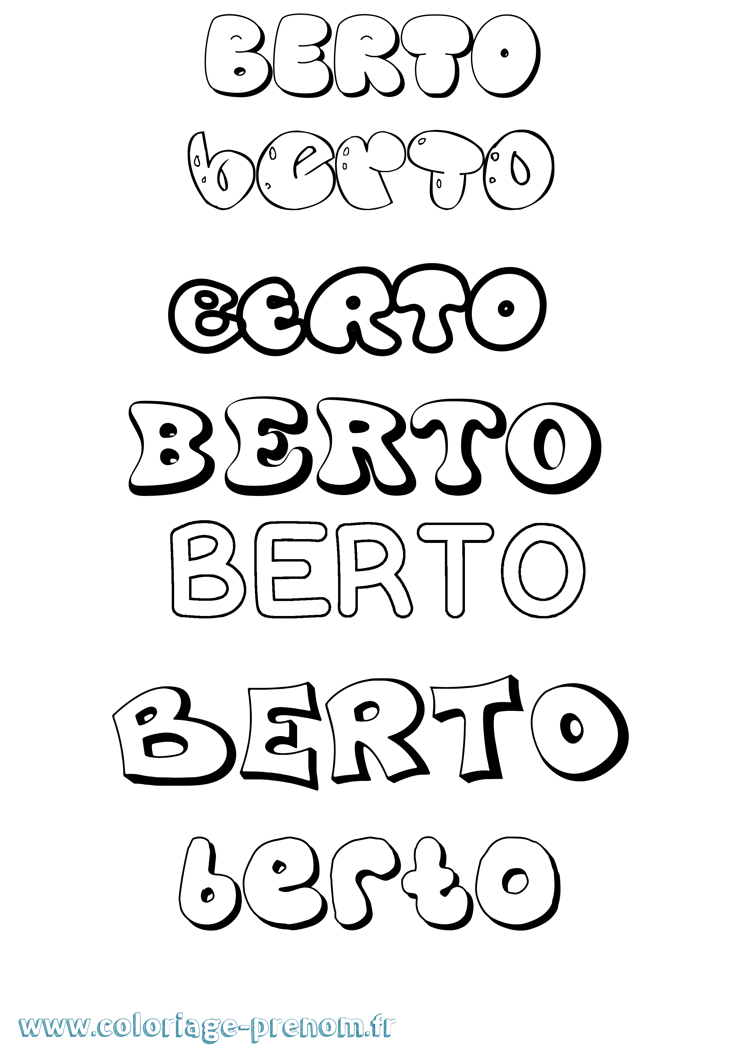 Coloriage prénom Berto Bubble