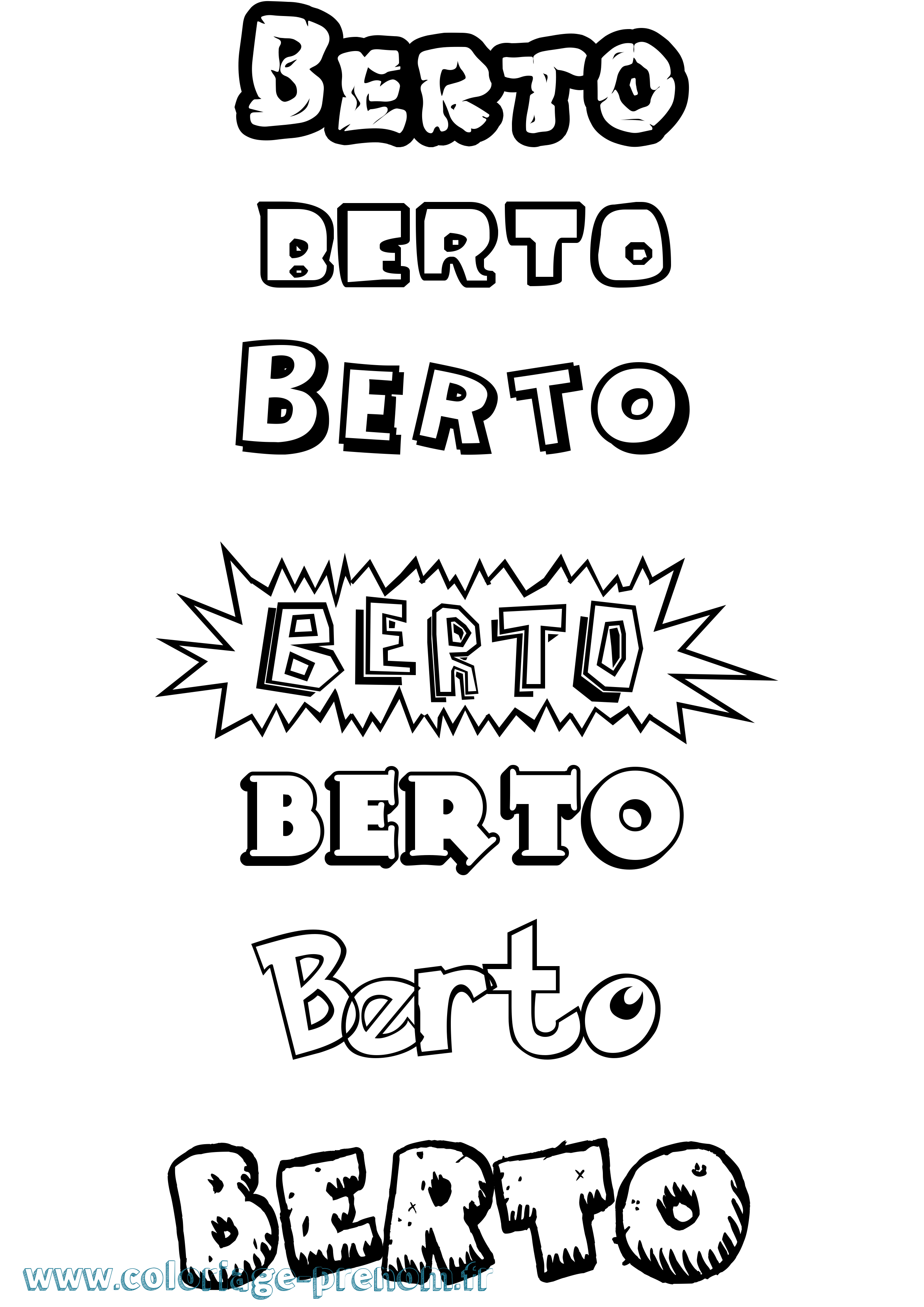 Coloriage prénom Berto Dessin Animé