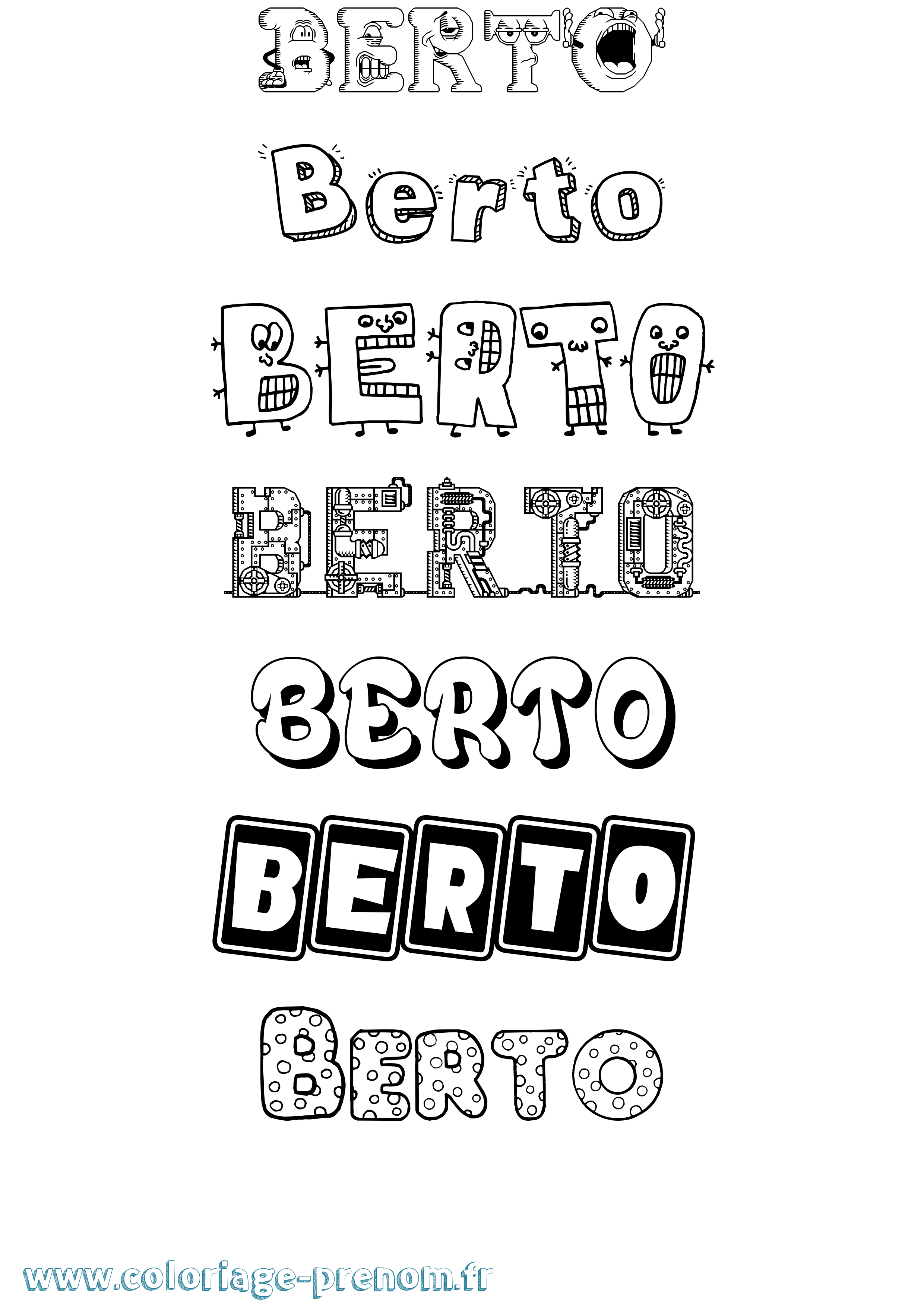 Coloriage prénom Berto Fun