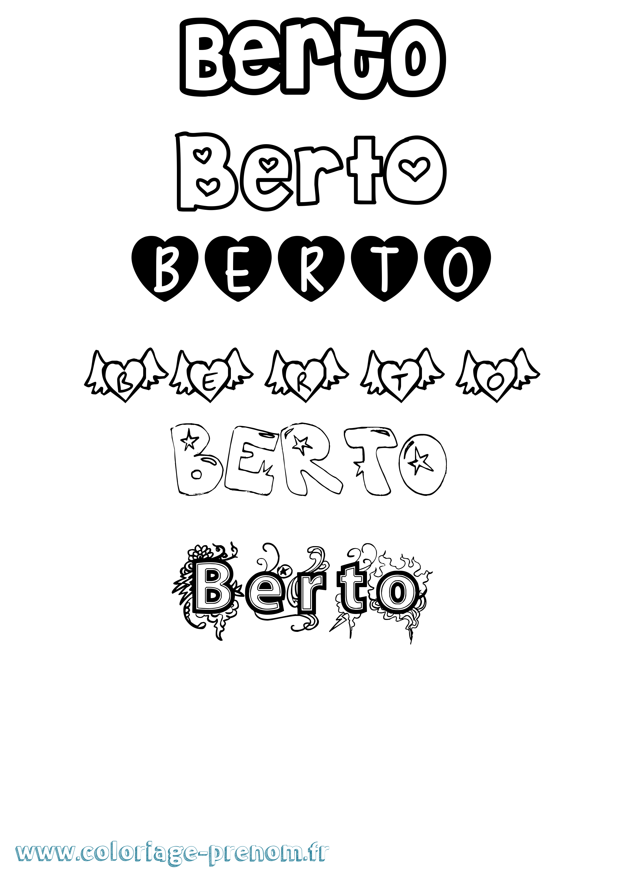 Coloriage prénom Berto Girly