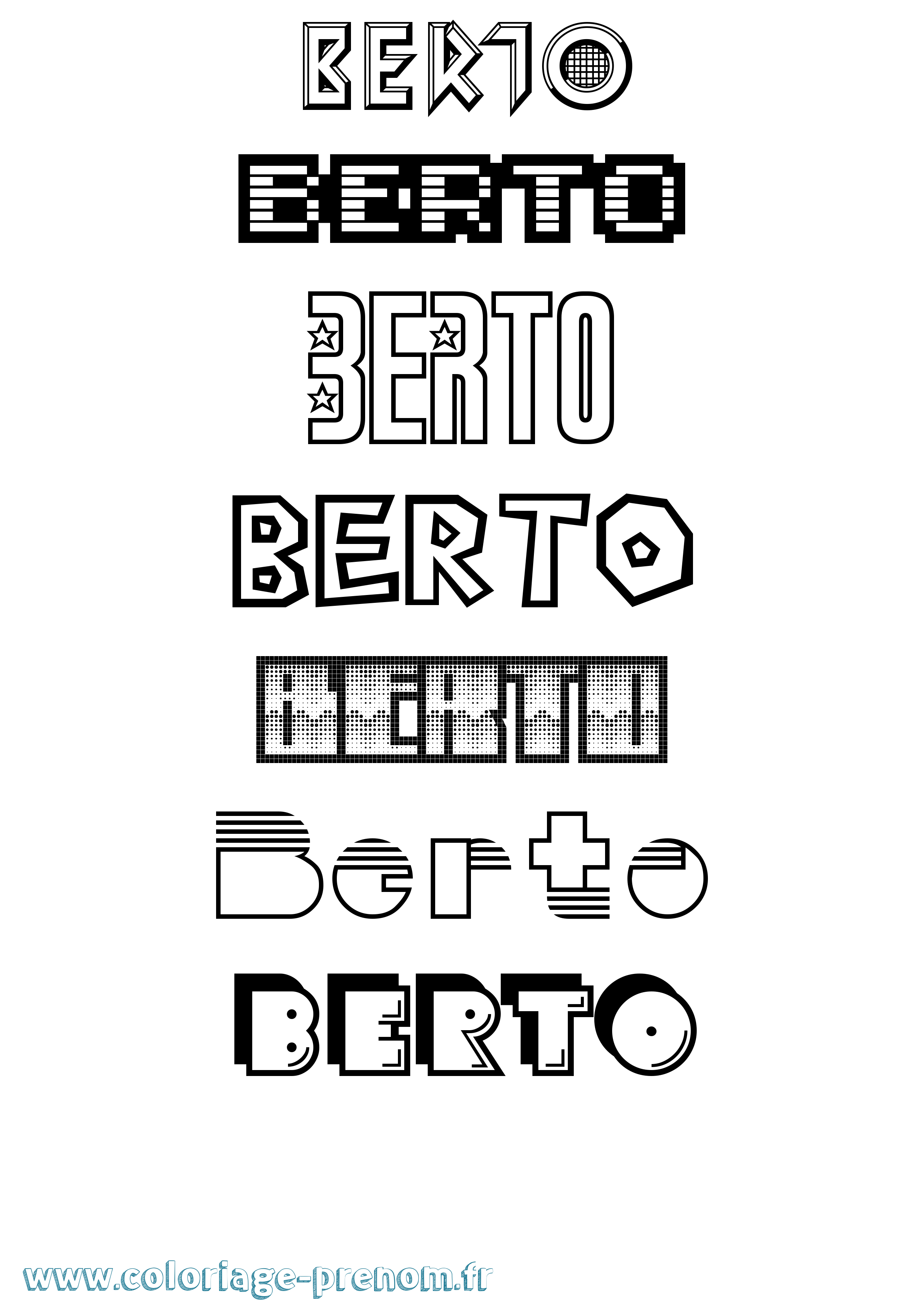 Coloriage prénom Berto Jeux Vidéos