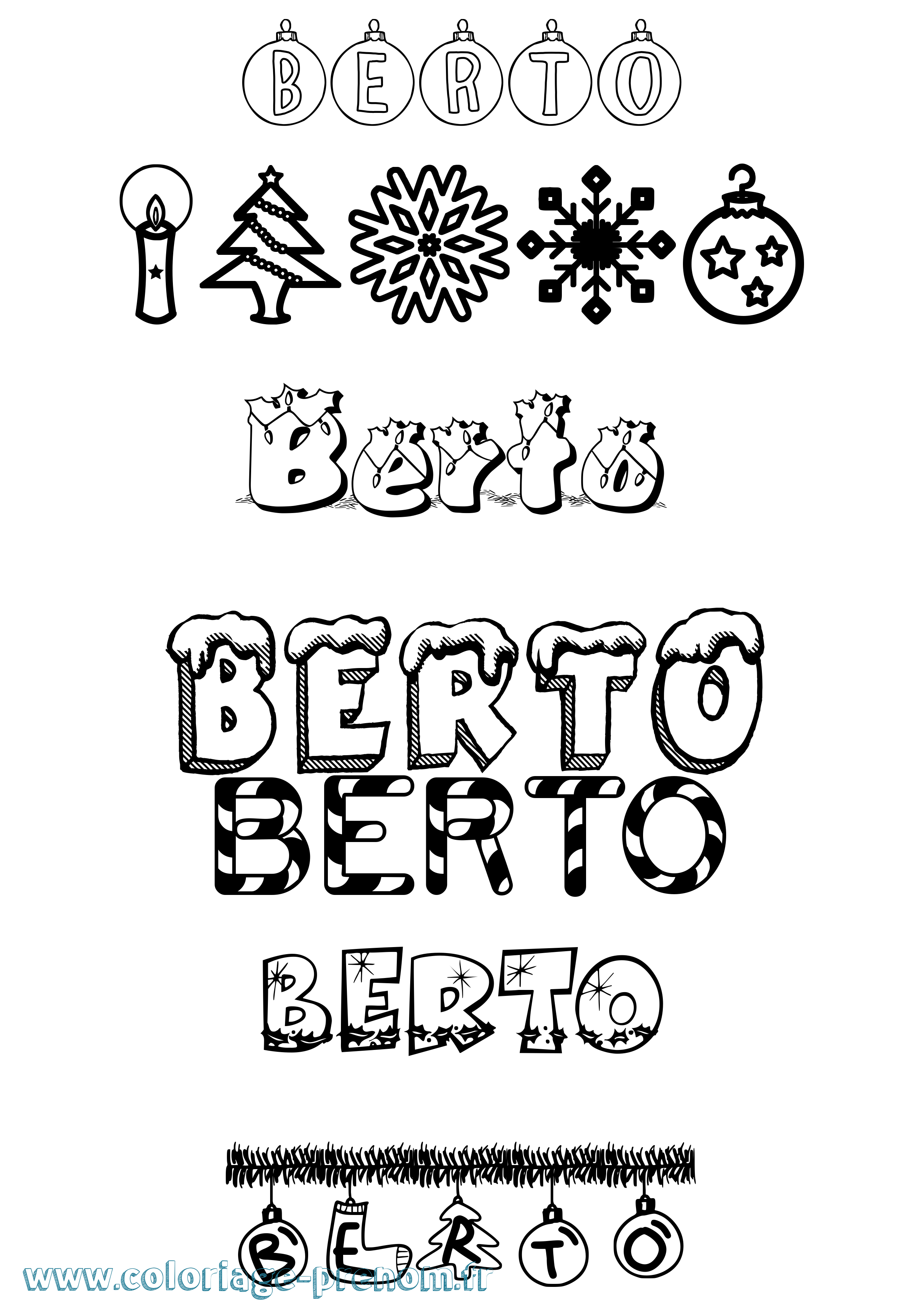 Coloriage prénom Berto Noël