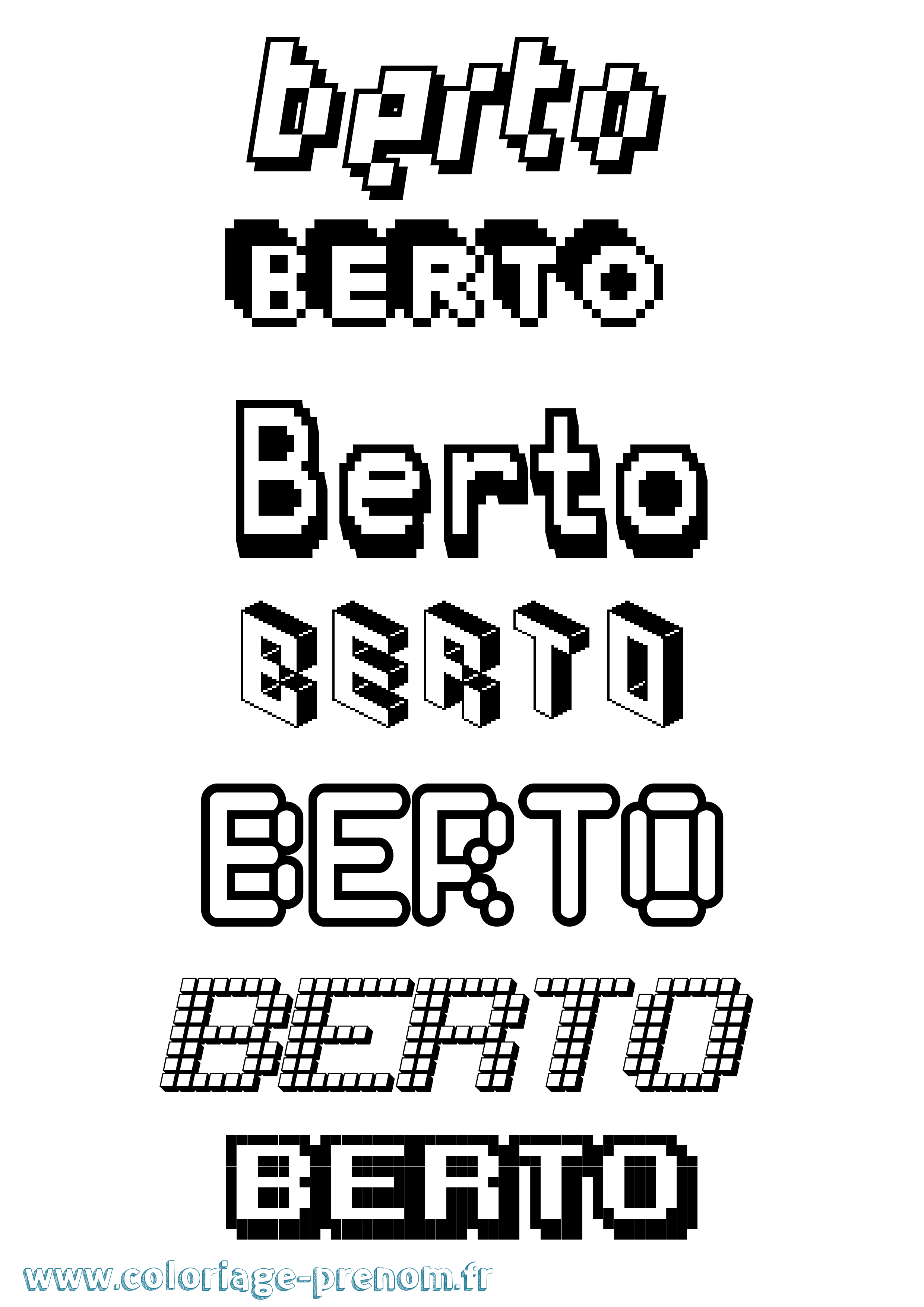 Coloriage prénom Berto Pixel