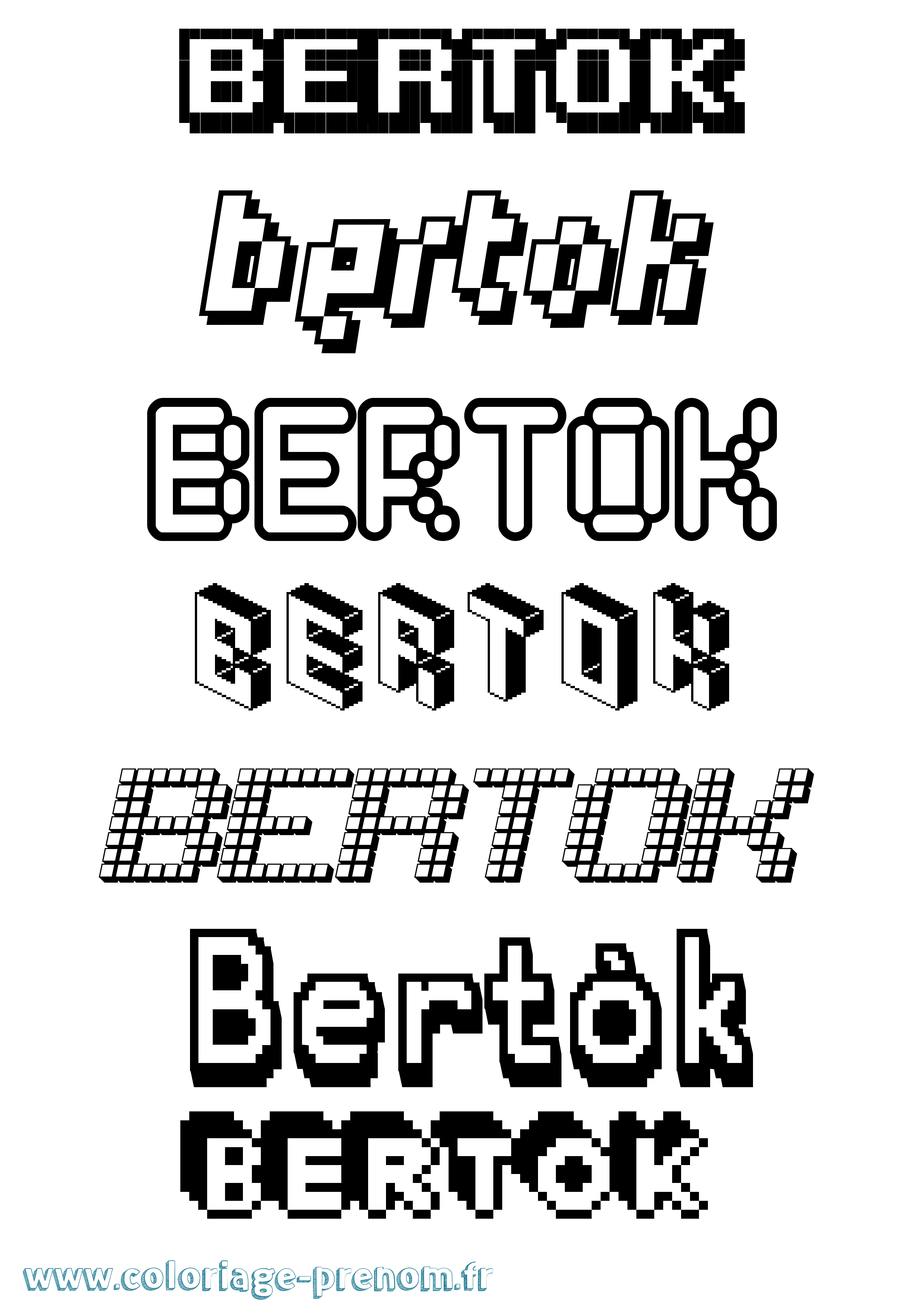 Coloriage prénom Bertók Pixel