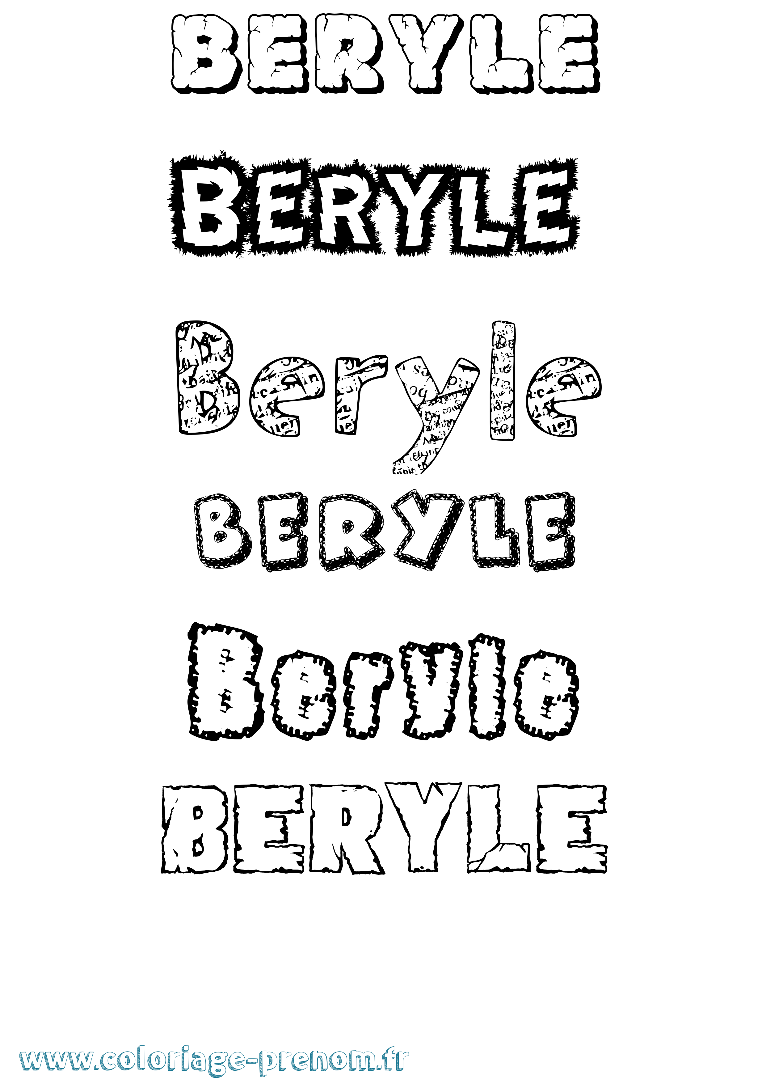 Coloriage prénom Beryle Destructuré