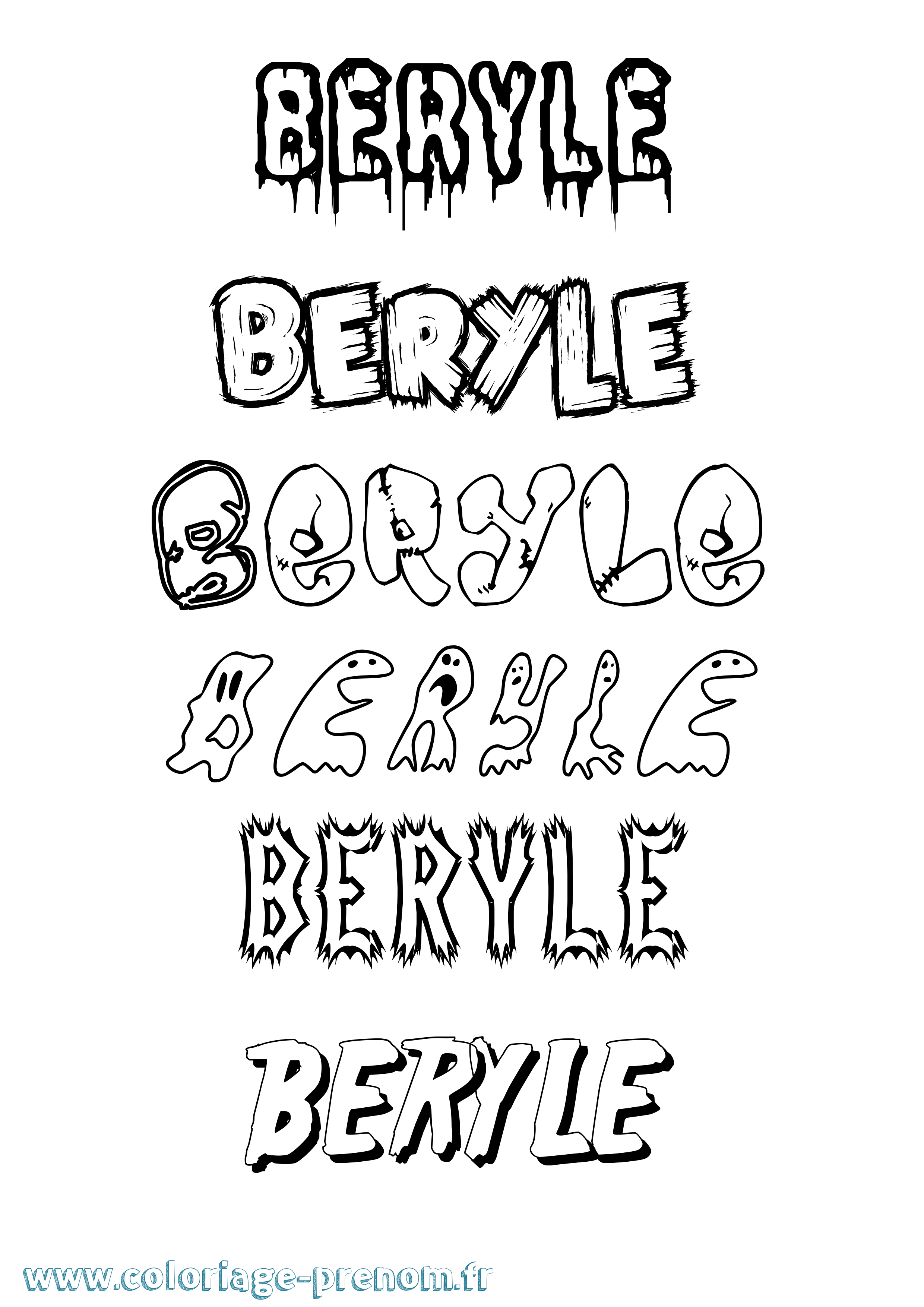 Coloriage prénom Beryle Frisson