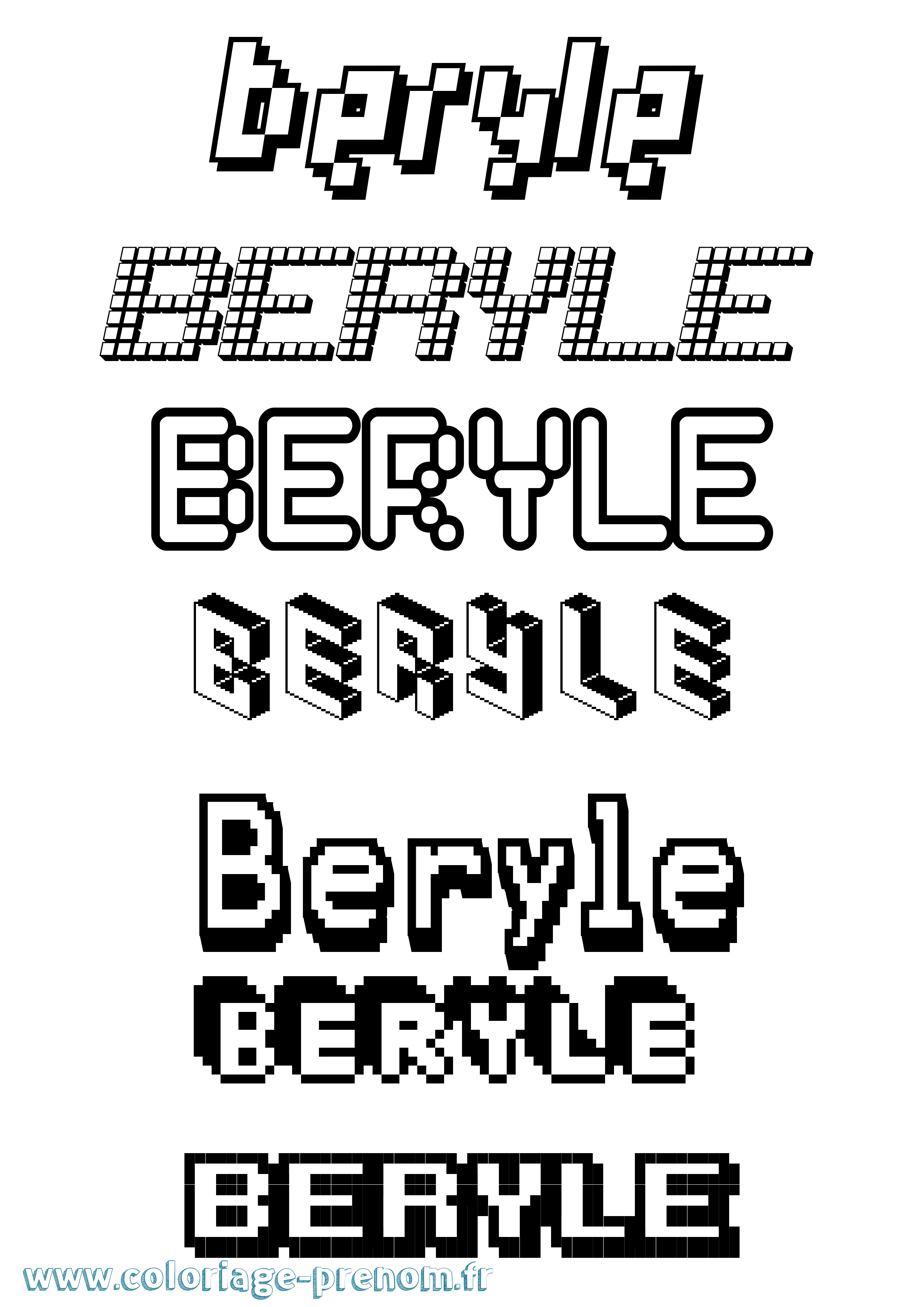 Coloriage prénom Beryle Pixel