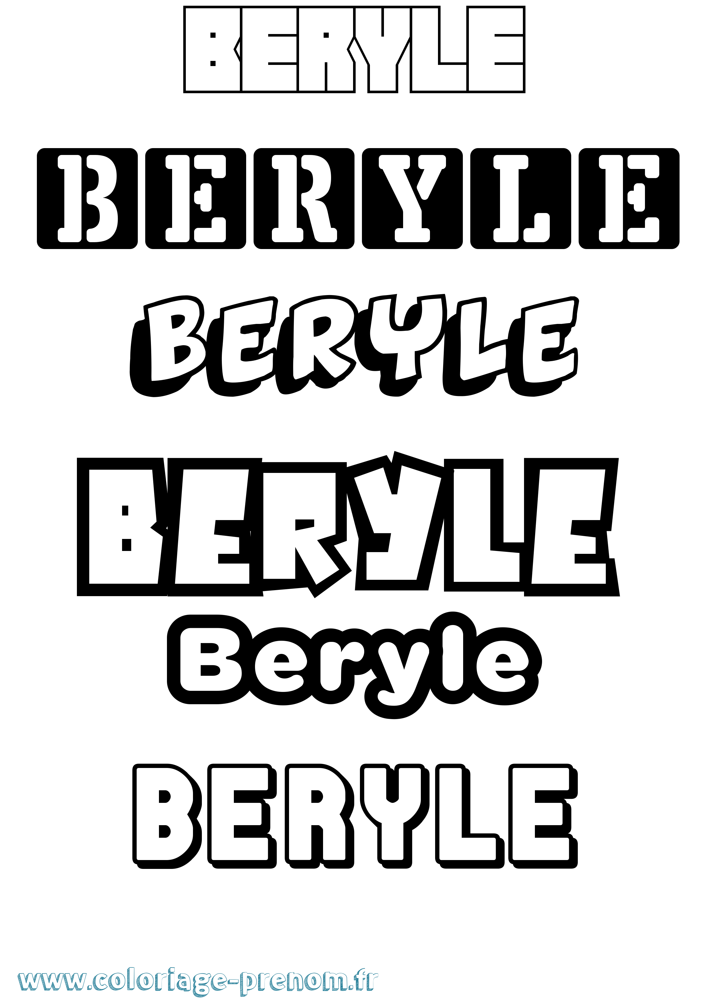 Coloriage prénom Beryle Simple