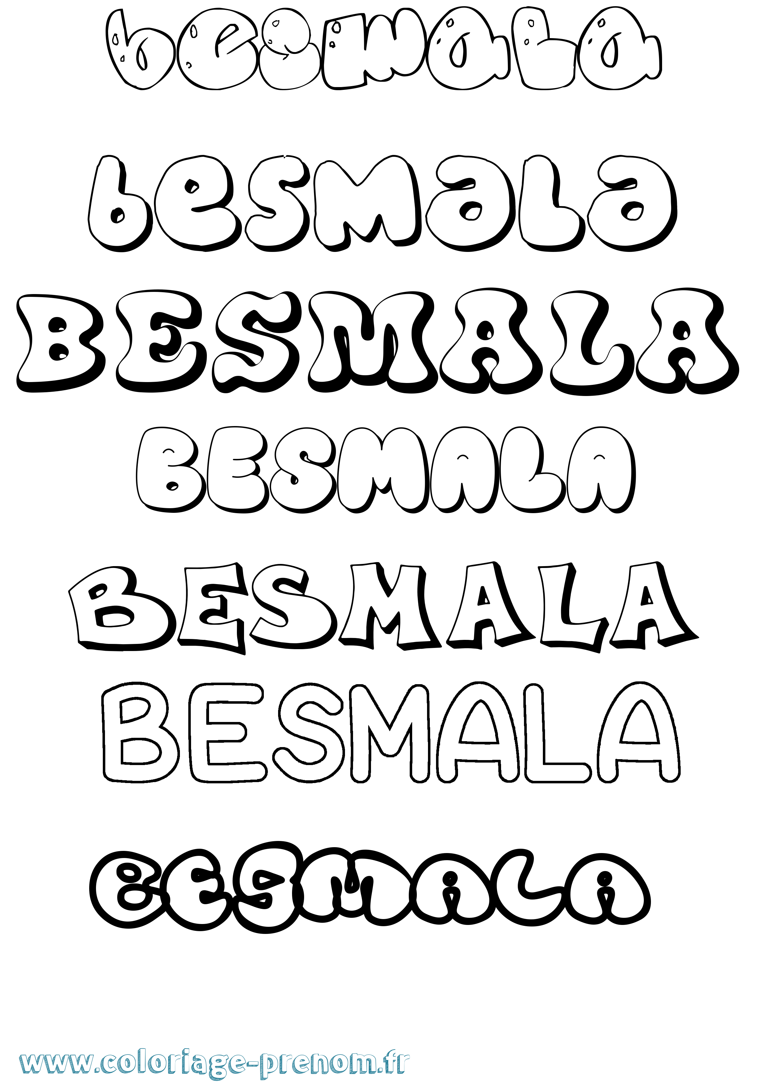 Coloriage prénom Besmala Bubble