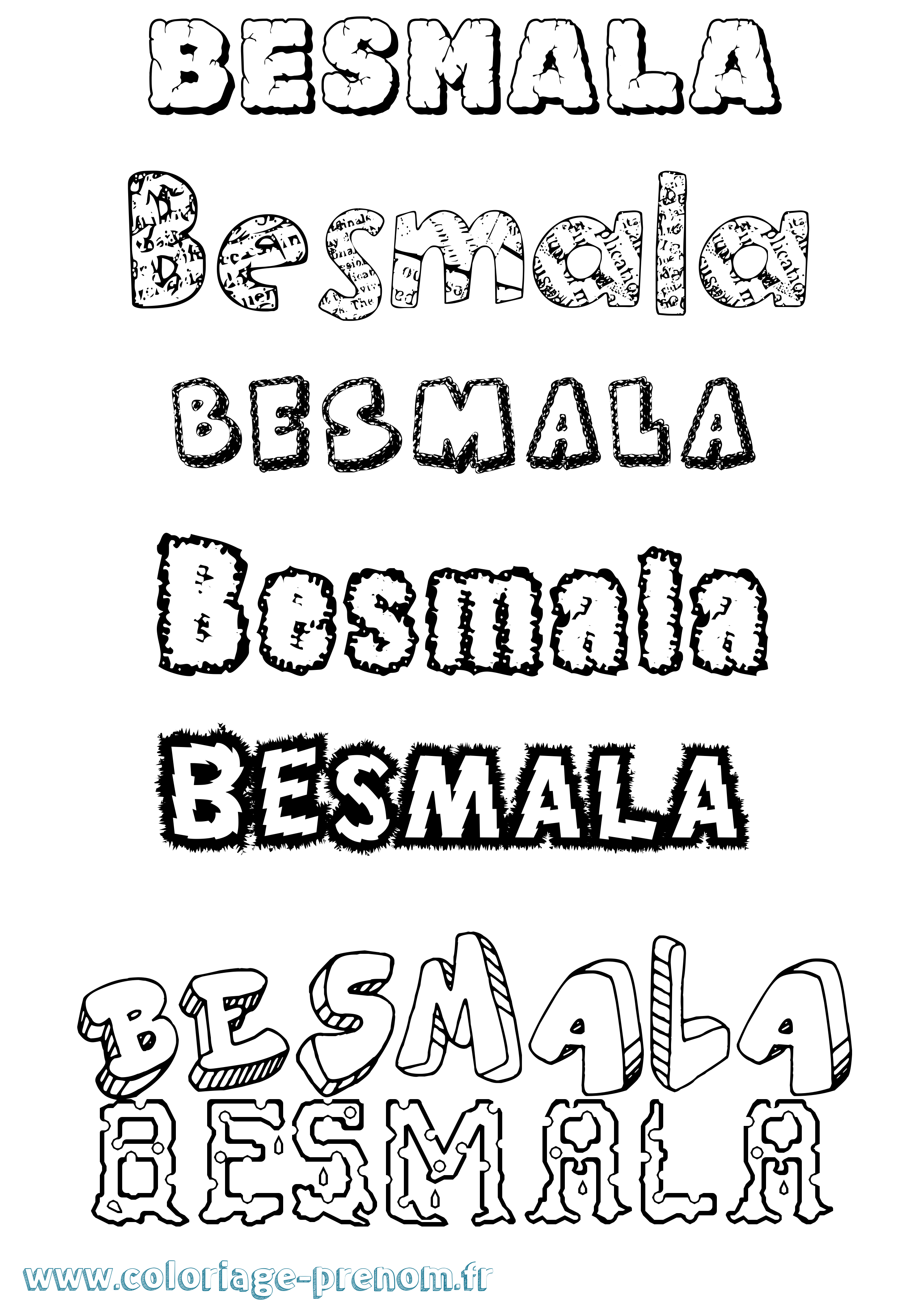 Coloriage prénom Besmala Destructuré