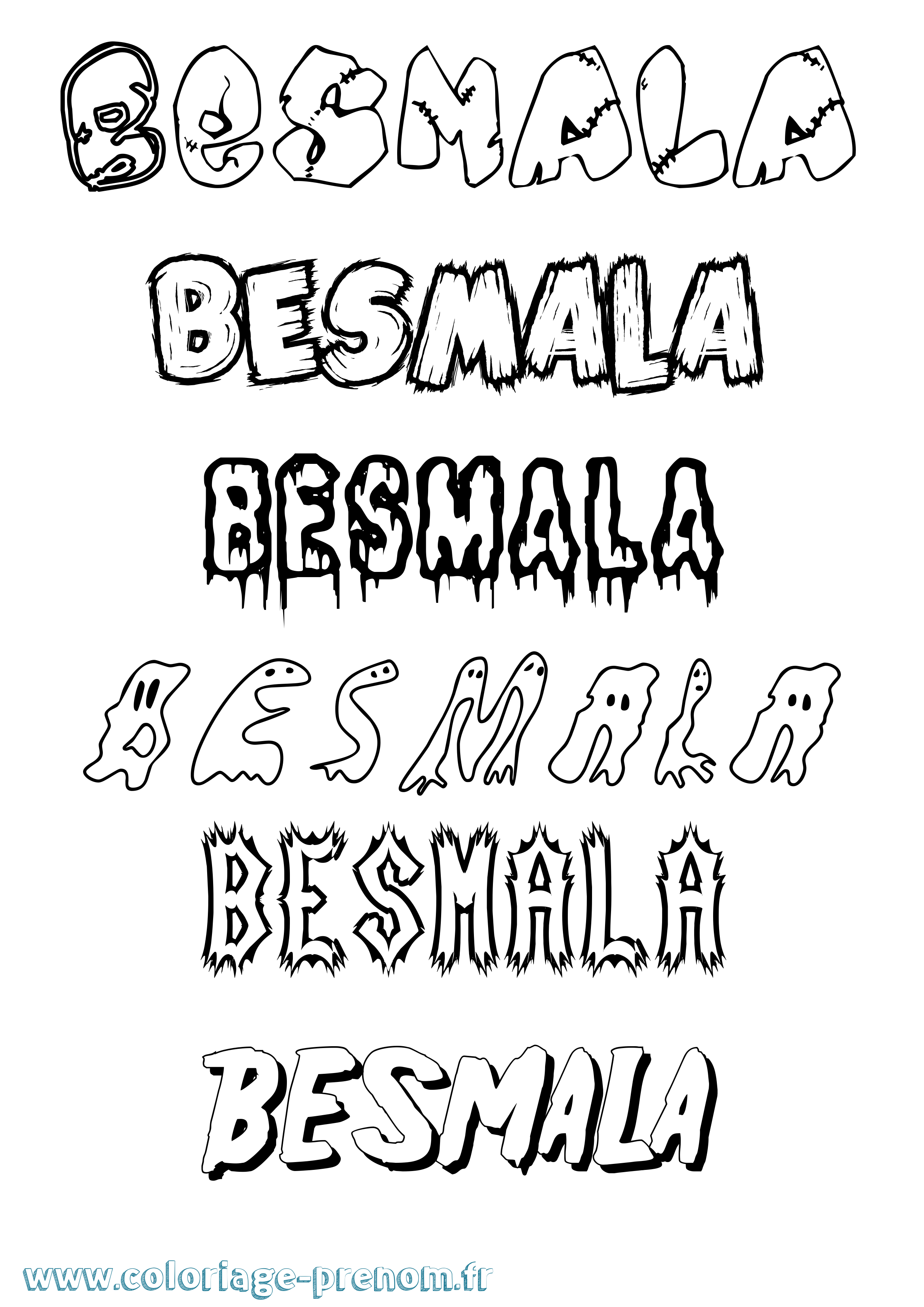 Coloriage prénom Besmala Frisson