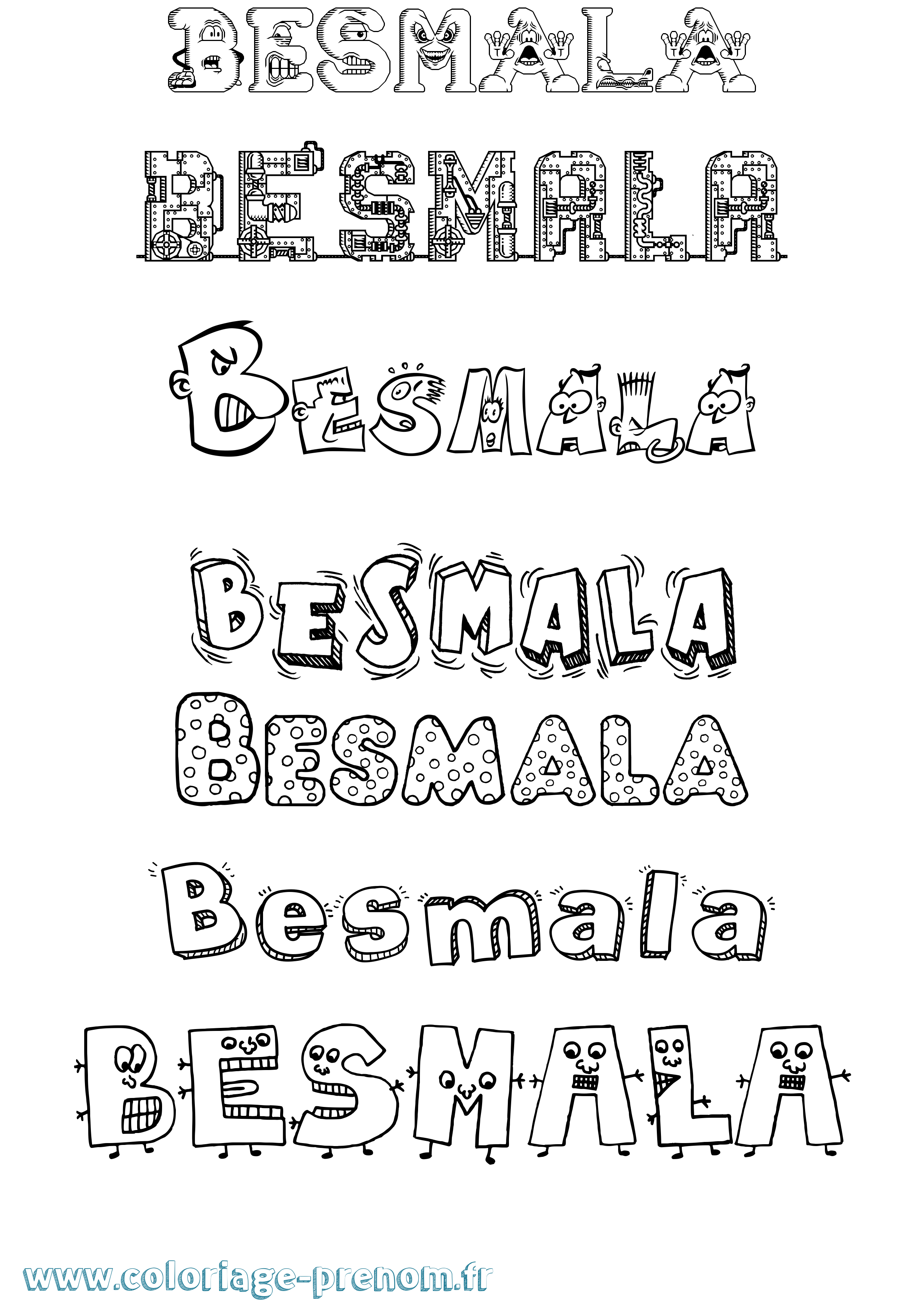 Coloriage prénom Besmala Fun