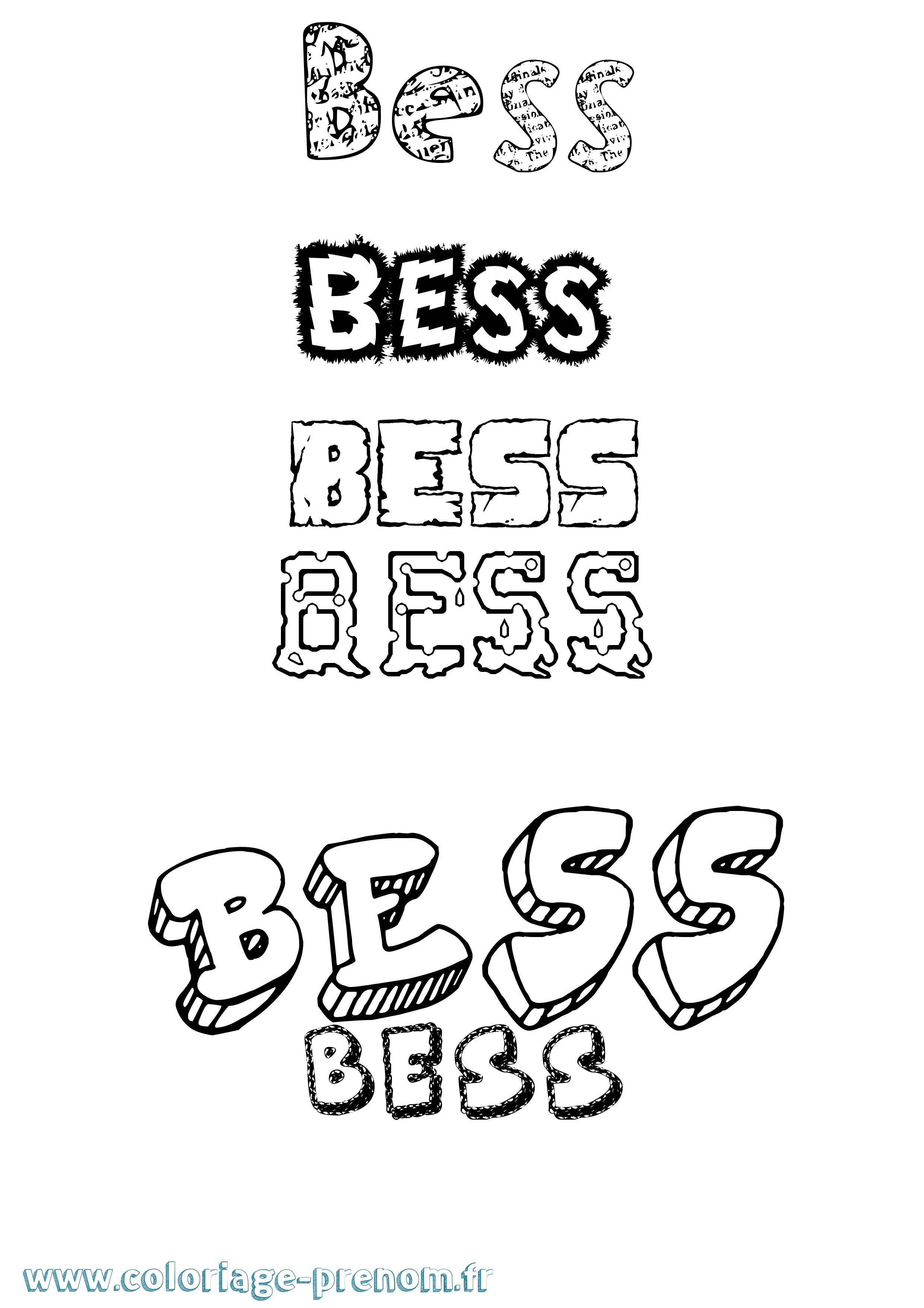 Coloriage prénom Bess Destructuré