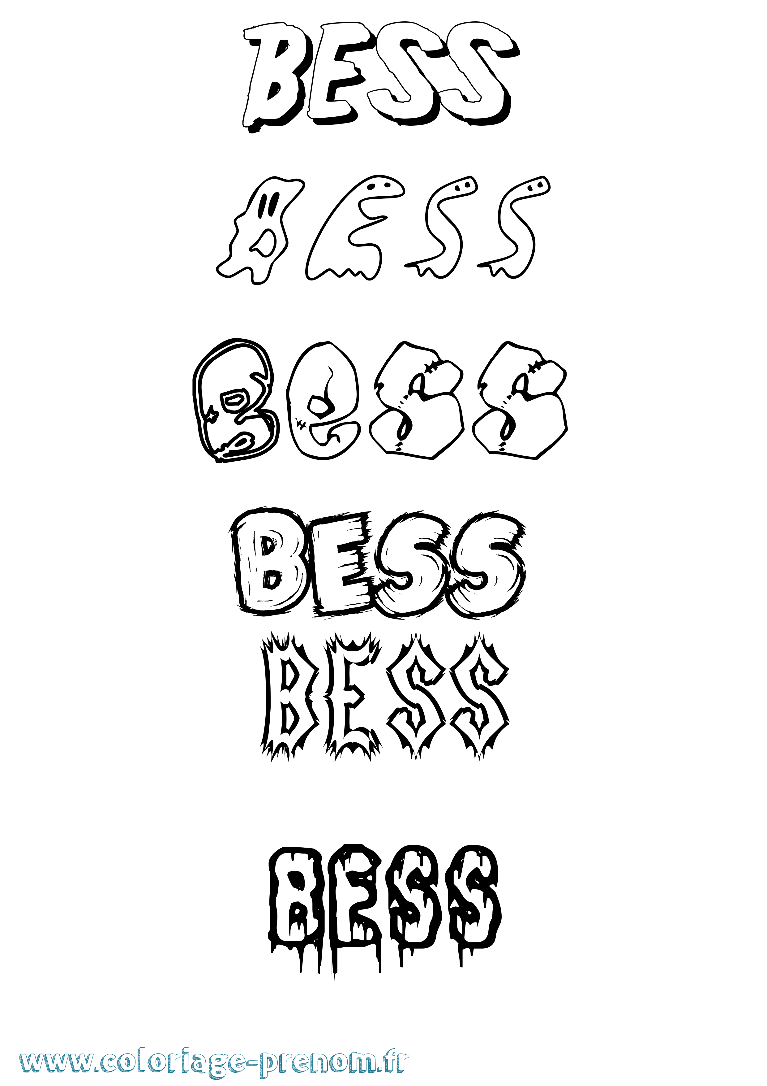 Coloriage prénom Bess Frisson