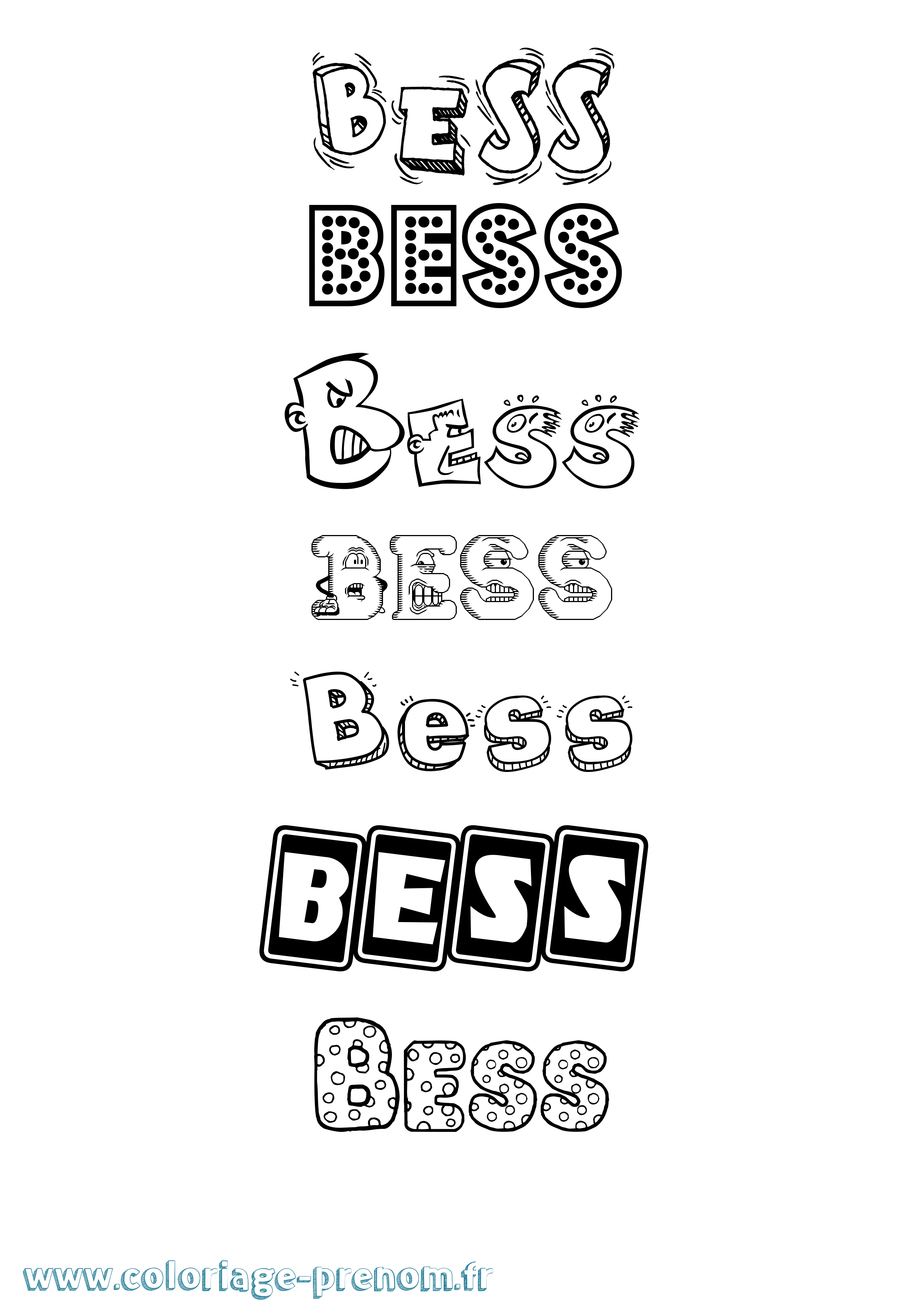 Coloriage prénom Bess Fun