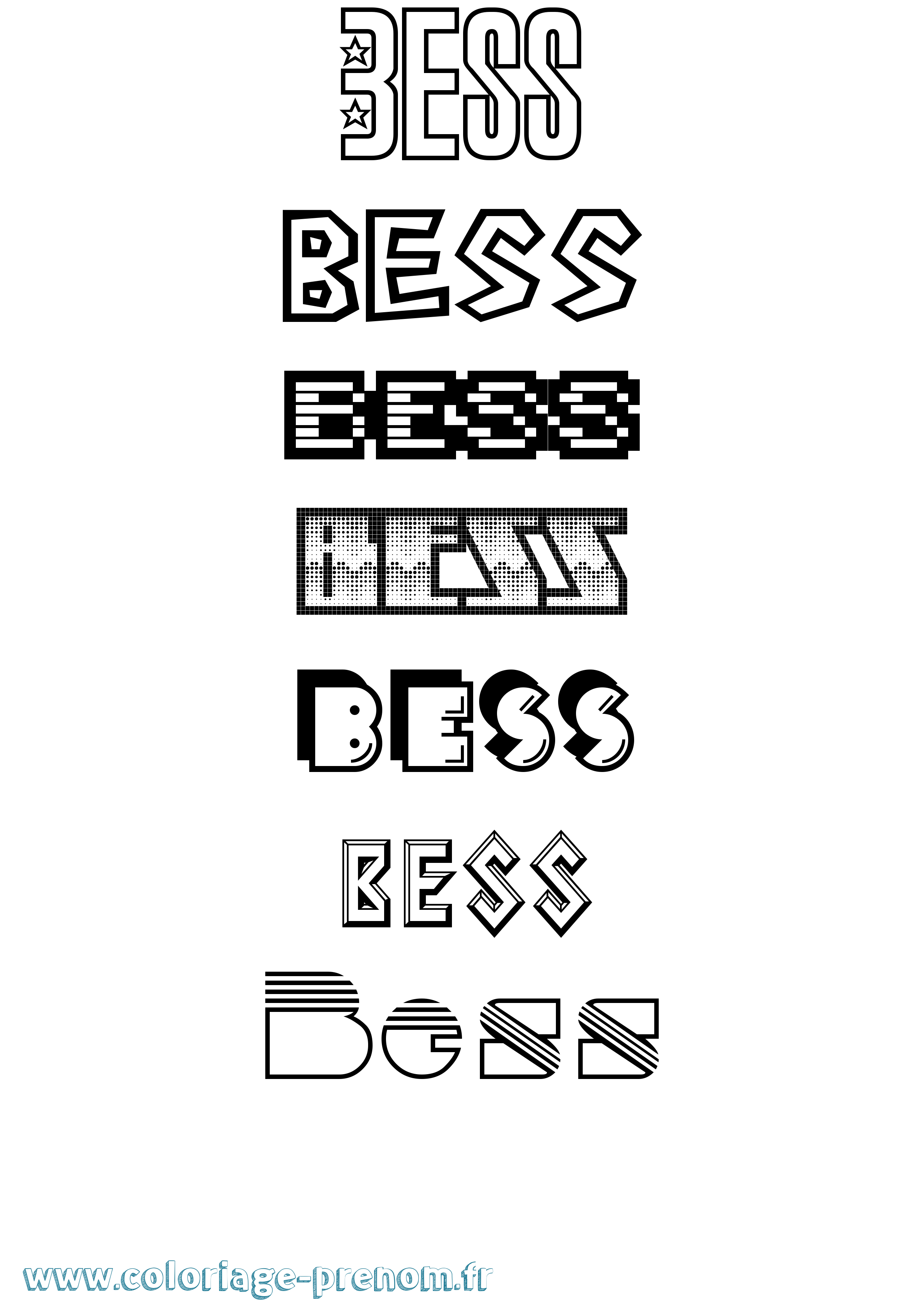 Coloriage prénom Bess Jeux Vidéos