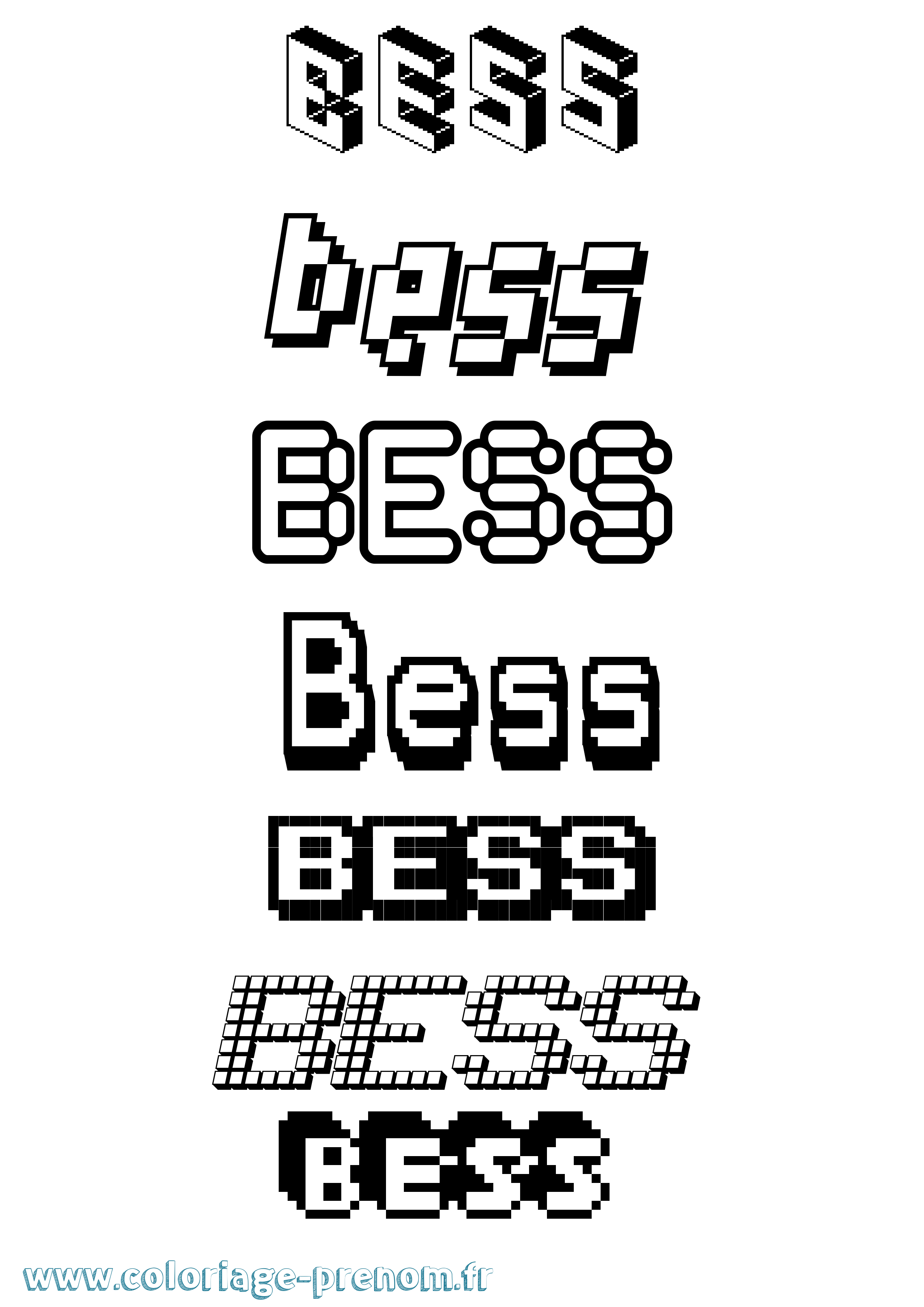 Coloriage prénom Bess Pixel