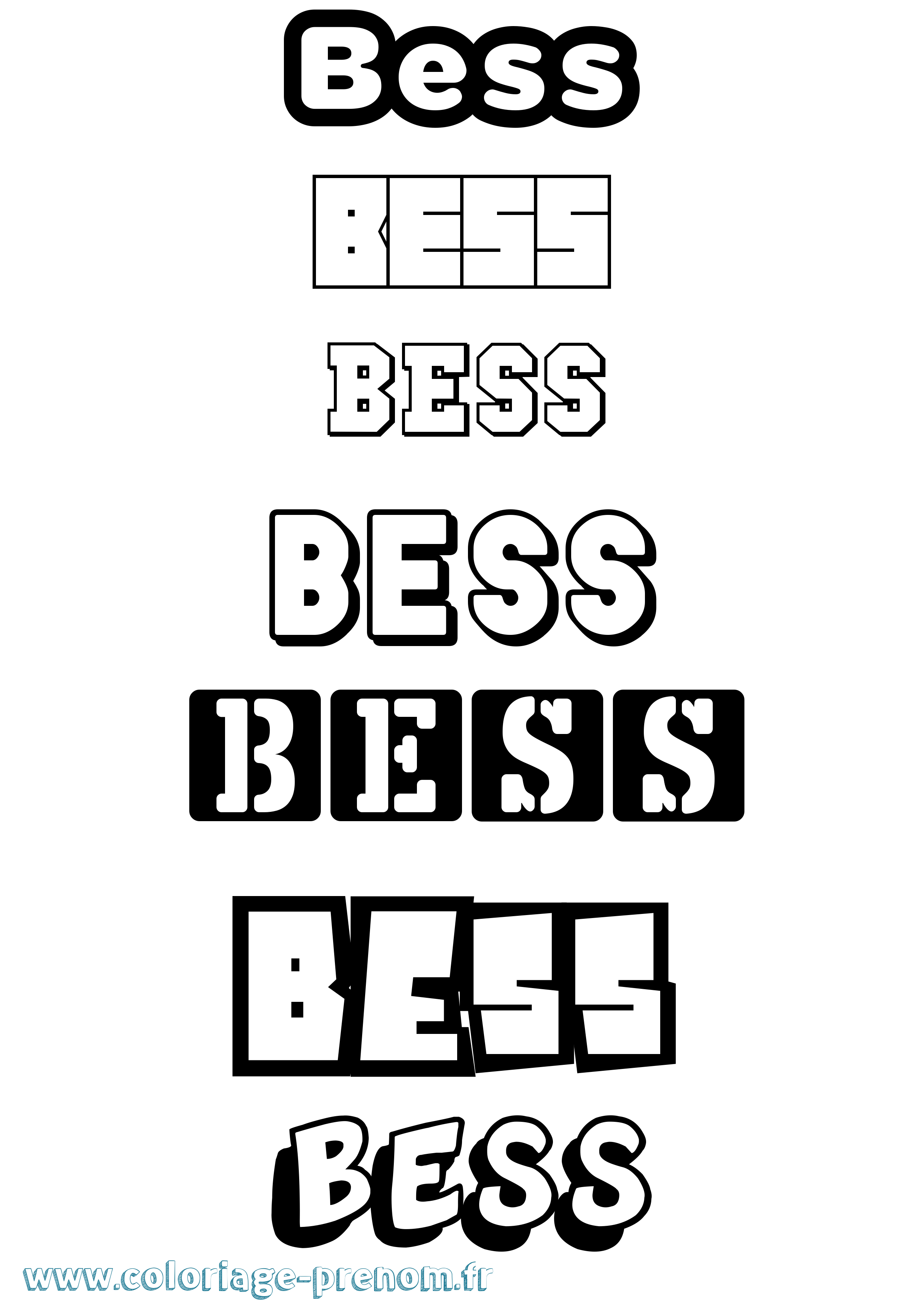 Coloriage prénom Bess Simple