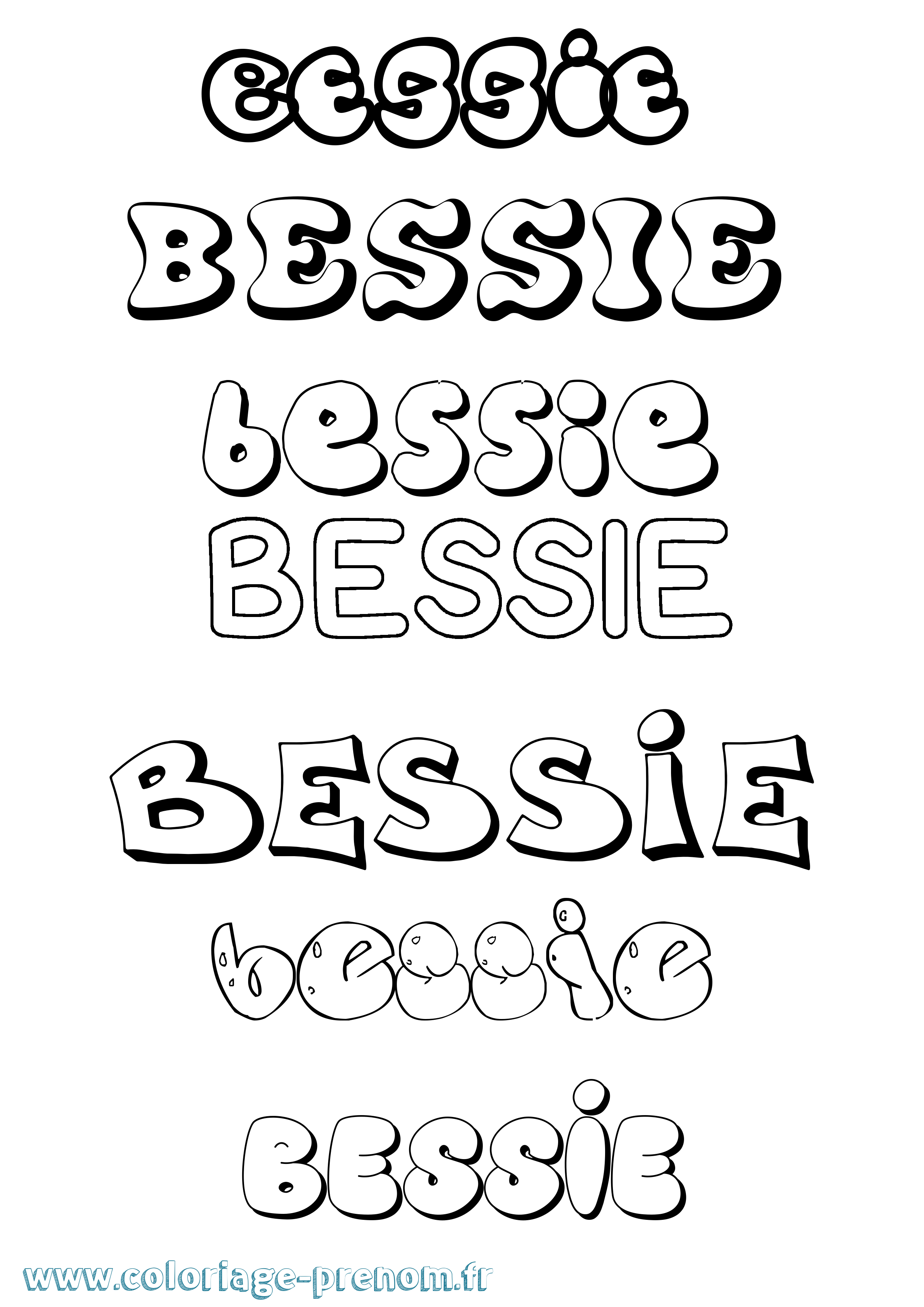 Coloriage prénom Bessie Bubble