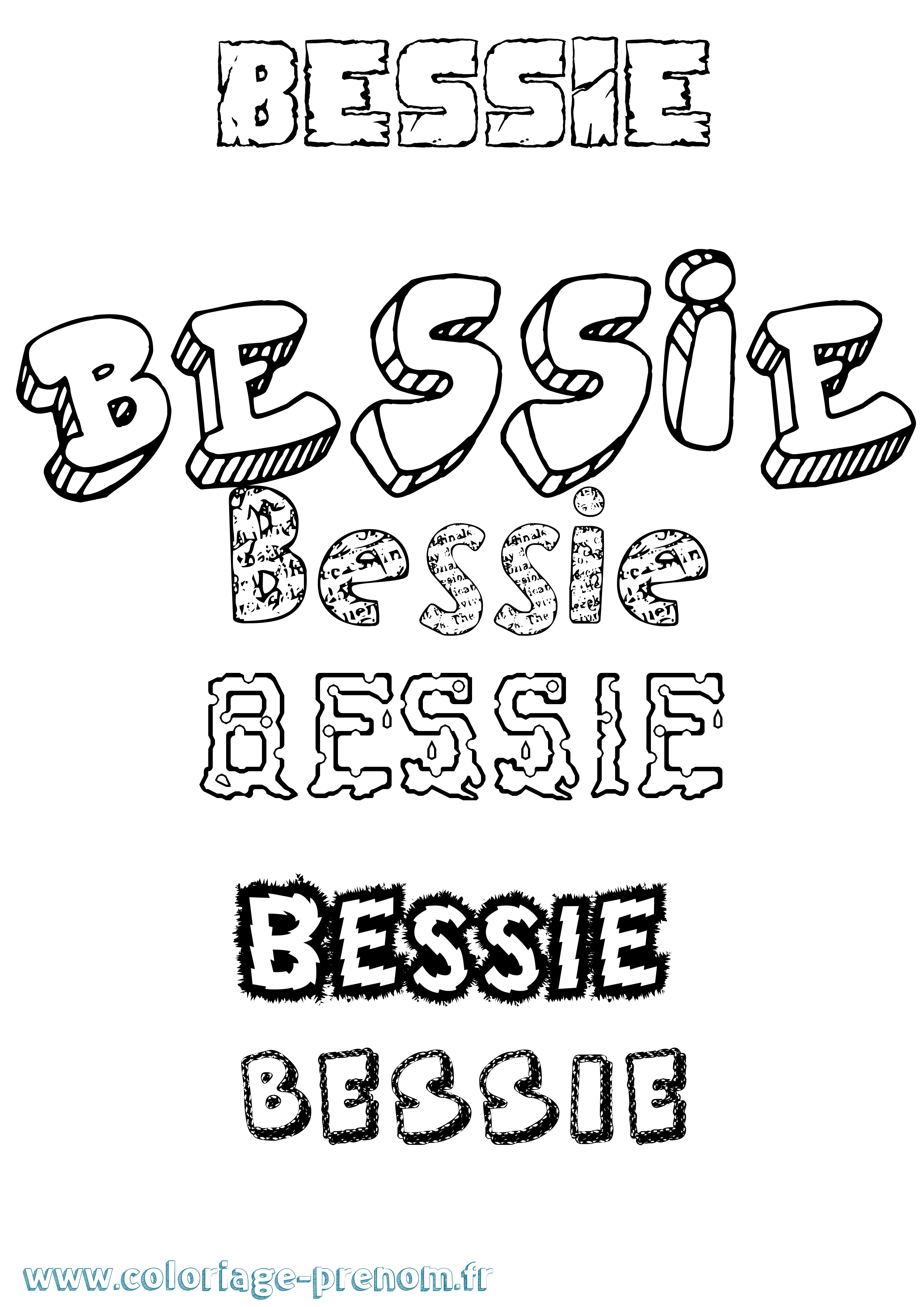Coloriage prénom Bessie Destructuré