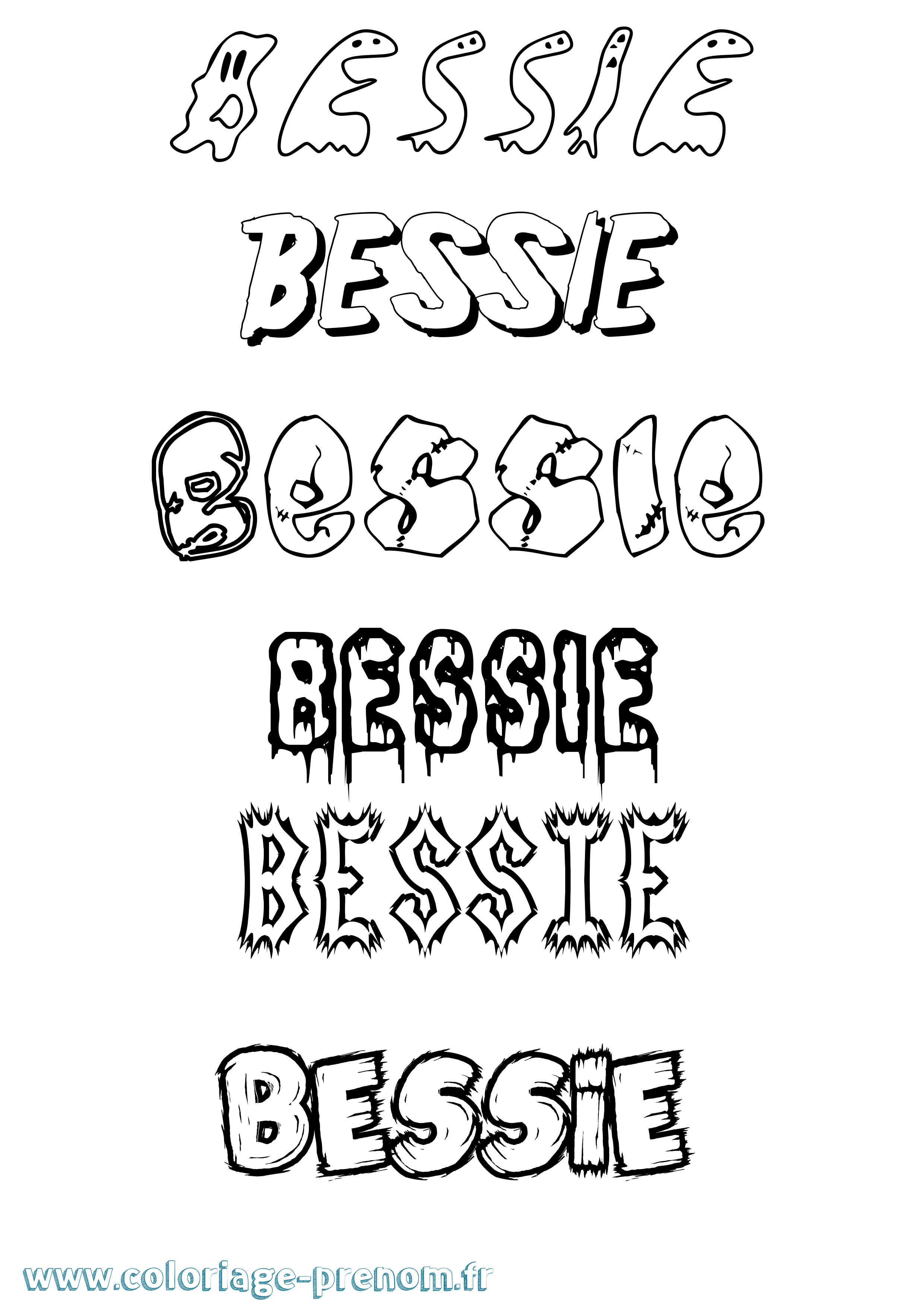 Coloriage prénom Bessie Frisson