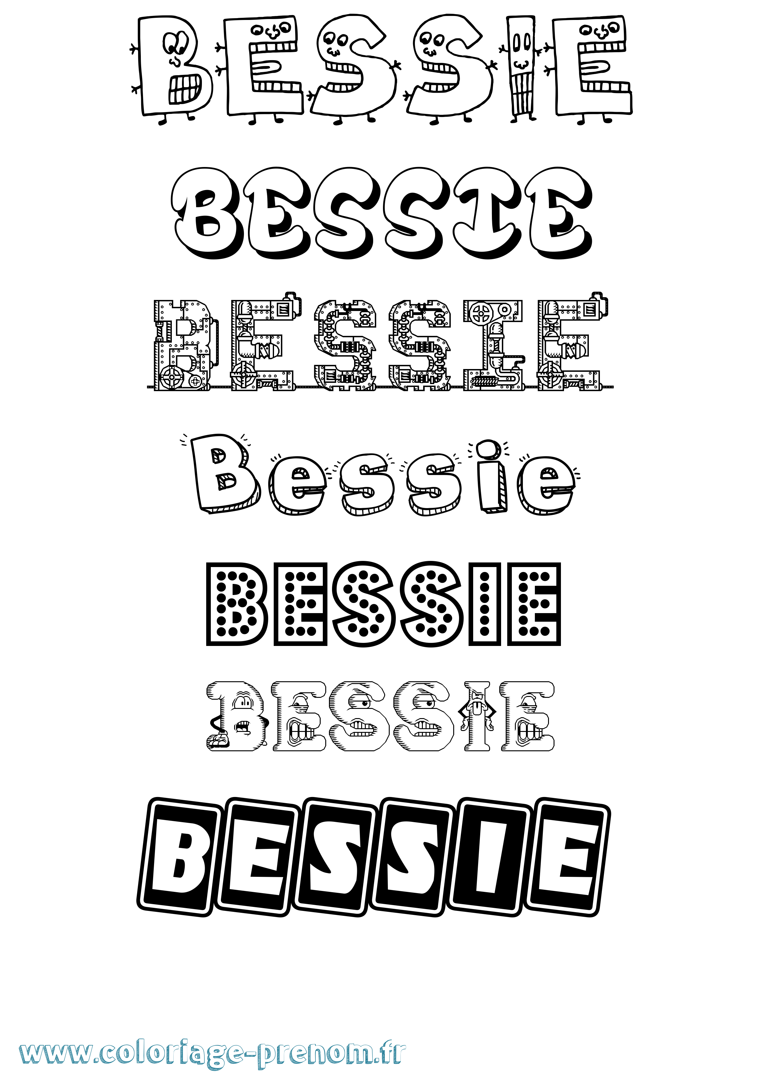 Coloriage prénom Bessie Fun