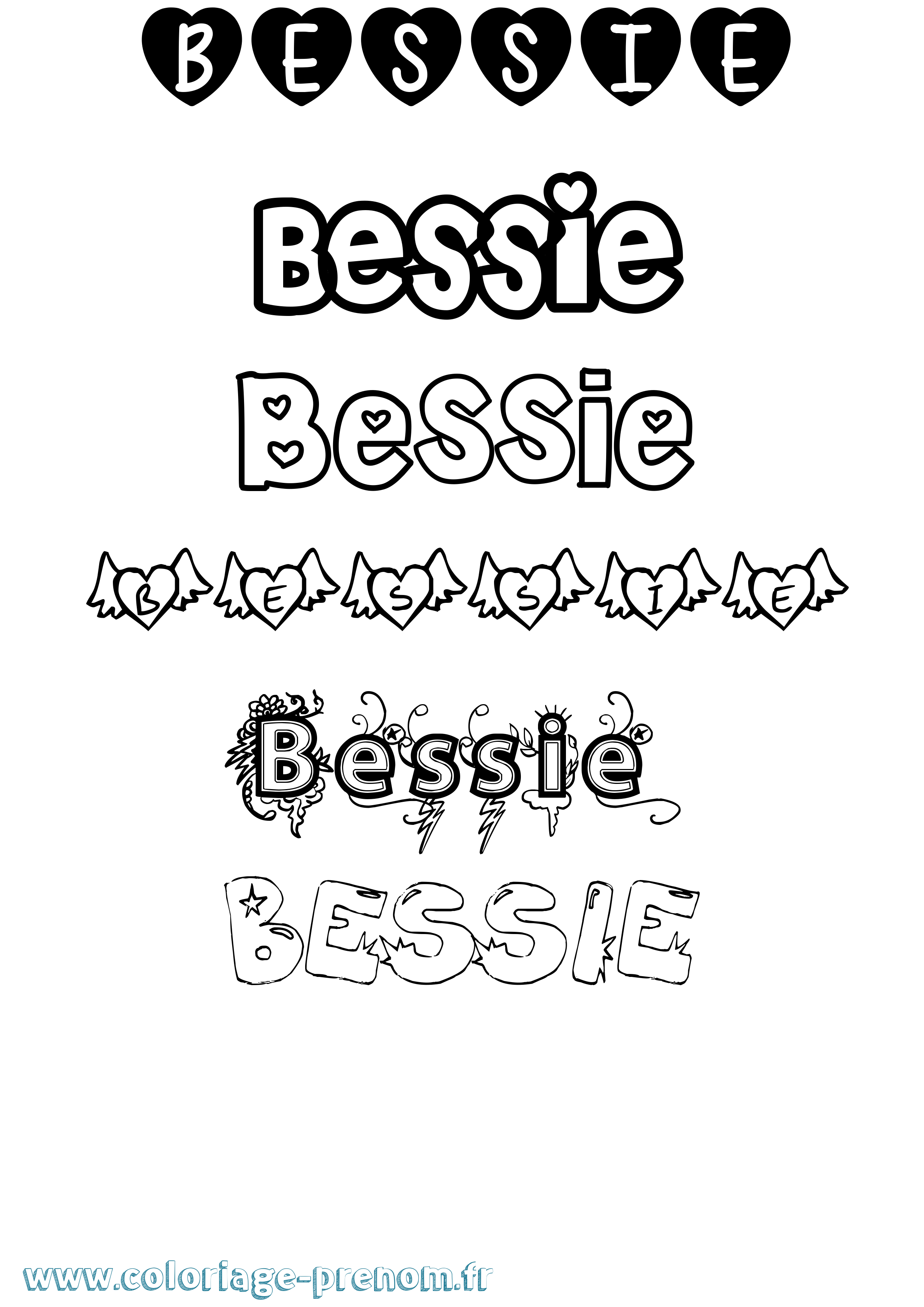 Coloriage prénom Bessie Girly