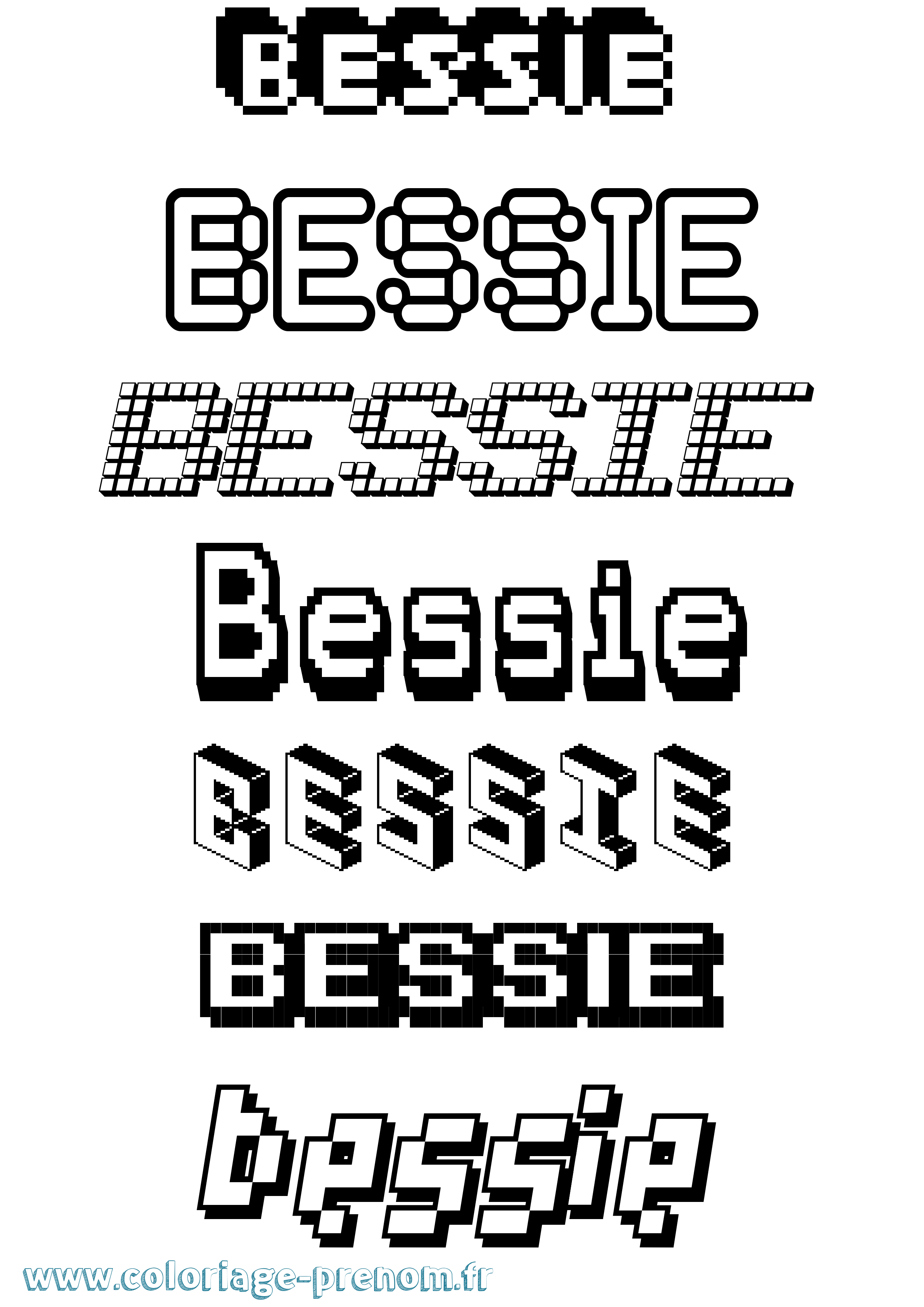 Coloriage prénom Bessie Pixel